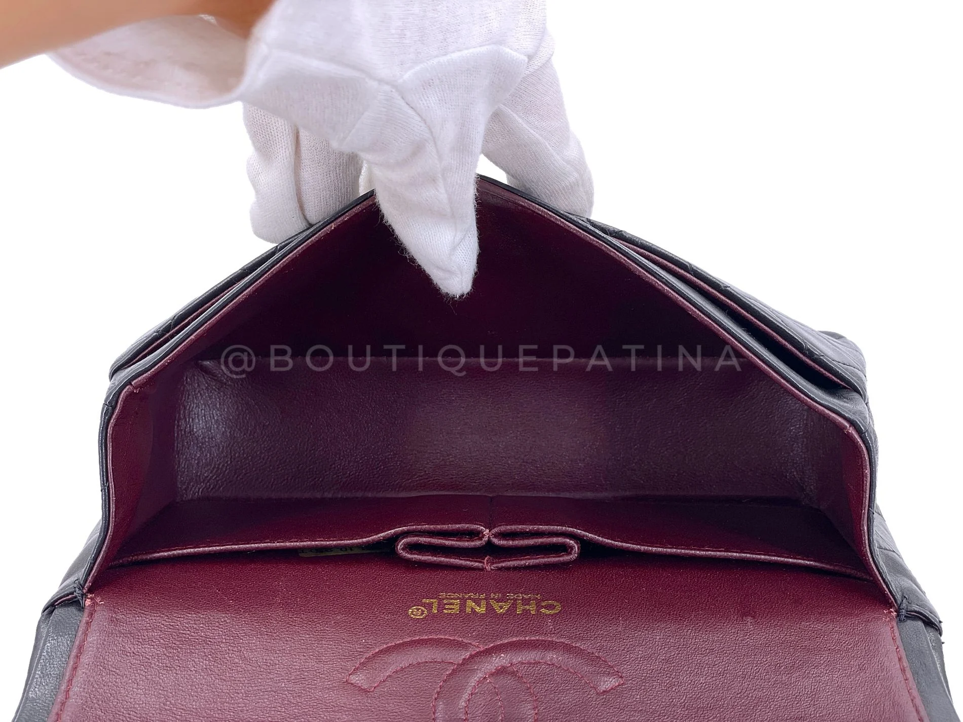 Chanel 2002 Vintage Black Lambskin Small Classic Double Flap Bag 24k GHW AGE - Image 10