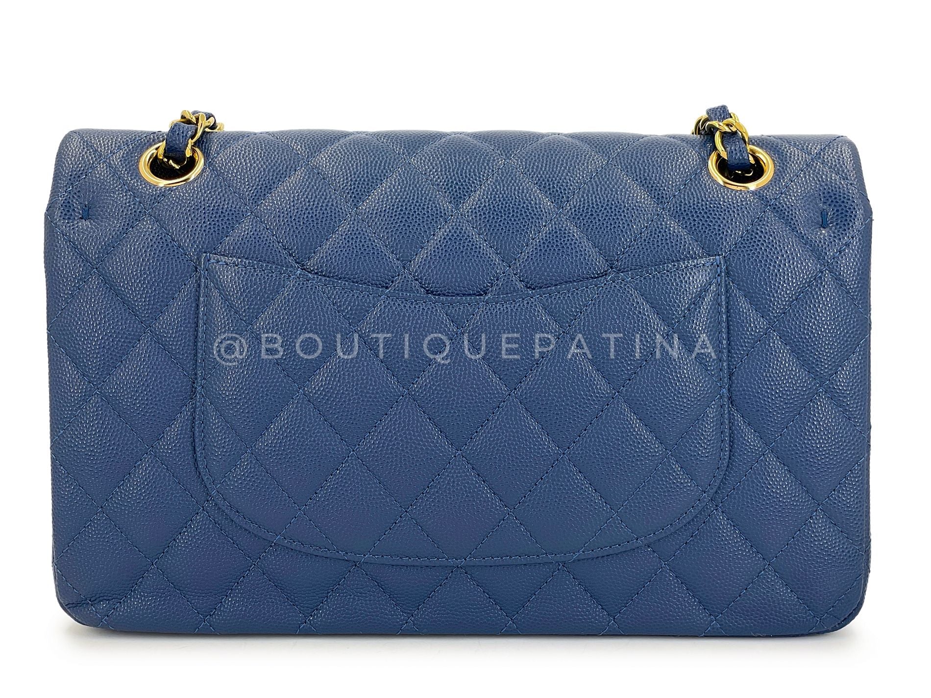 Chanel Slate Blue Caviar Medium Classic Double Flap Bag GHW 1BQ - Image 5