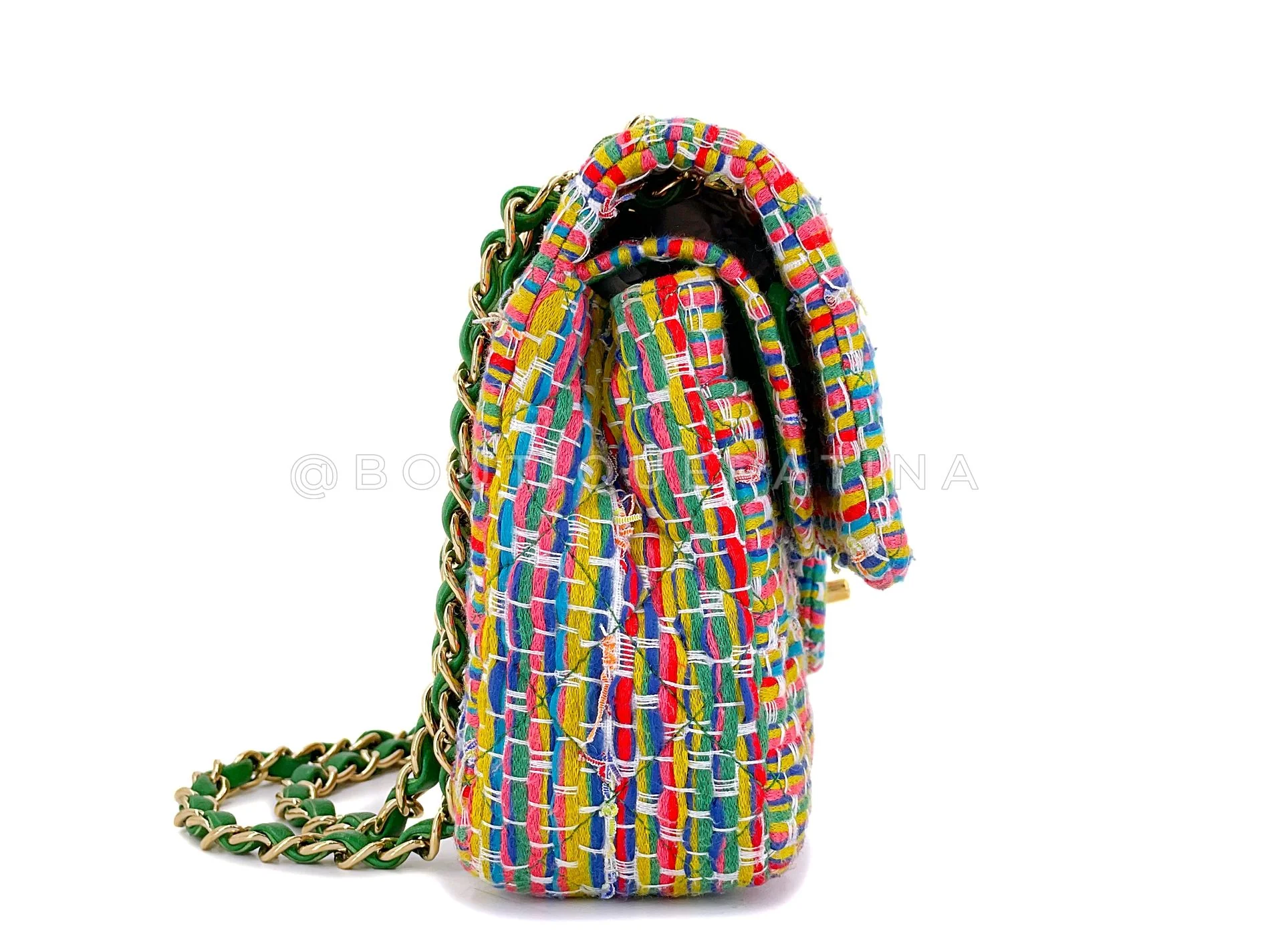 Chanel 2016 Rainbow Boucle Tweed Medium Classic Double Flap Bag GHW 3WH - Image 4