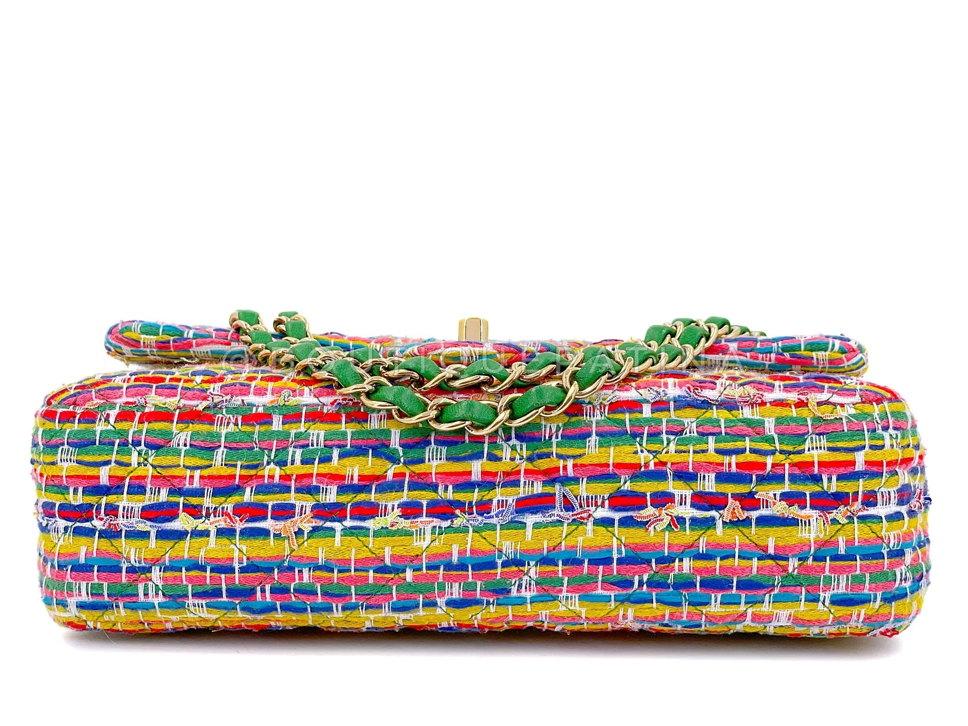 Chanel 2016 Rainbow Boucle Tweed Medium Classic Double Flap Bag GHW 3WH - Image 6
