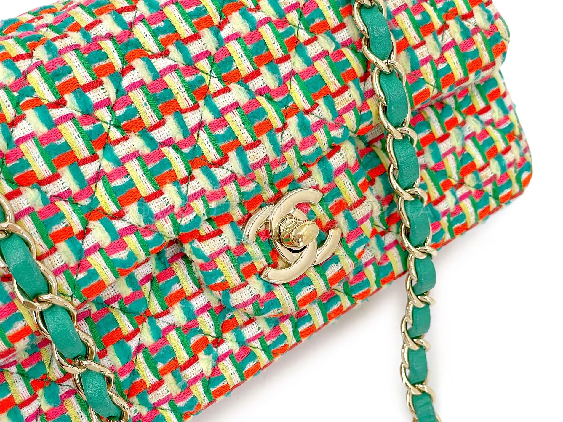 Chanel Rainbow Boucle Tweed Rectangular Mini Flap Bag GHW B5R - Image 8