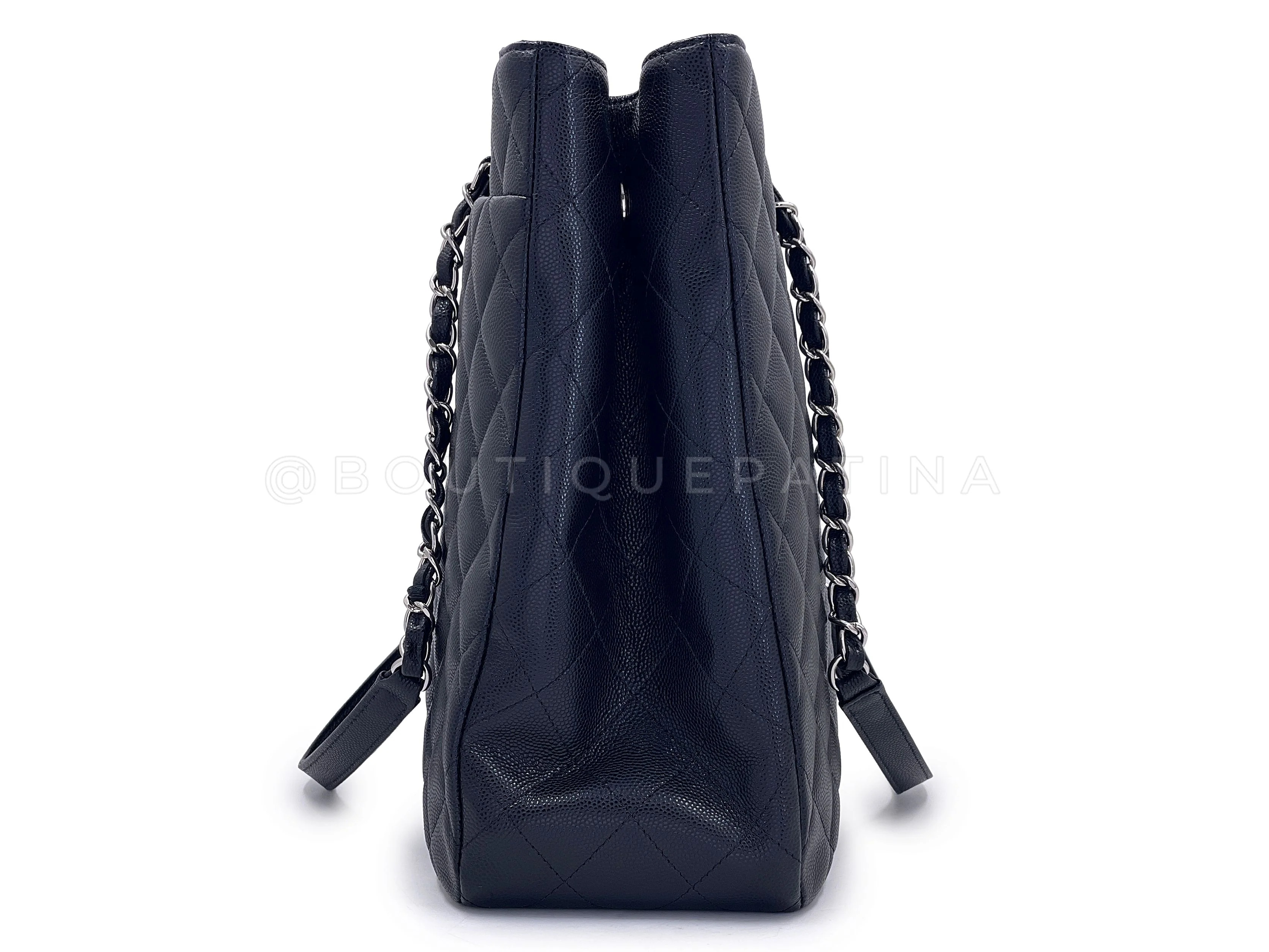 Chanel Black Caviar Timeless Classic Shopper Tote Bag SHW ZFL - Image 4
