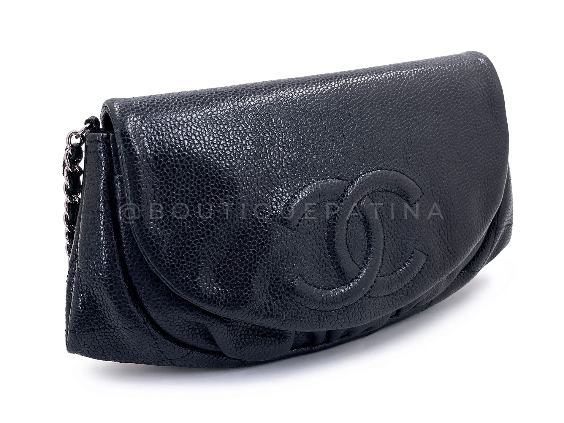 Chanel Black Caviar Half Moon Wallet on Chain WOC SHW F2A - Image 3