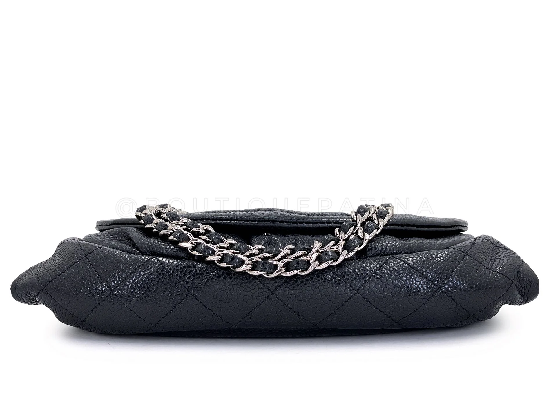Chanel Black Caviar Half Moon Wallet on Chain WOC SHW F2A - Image 6