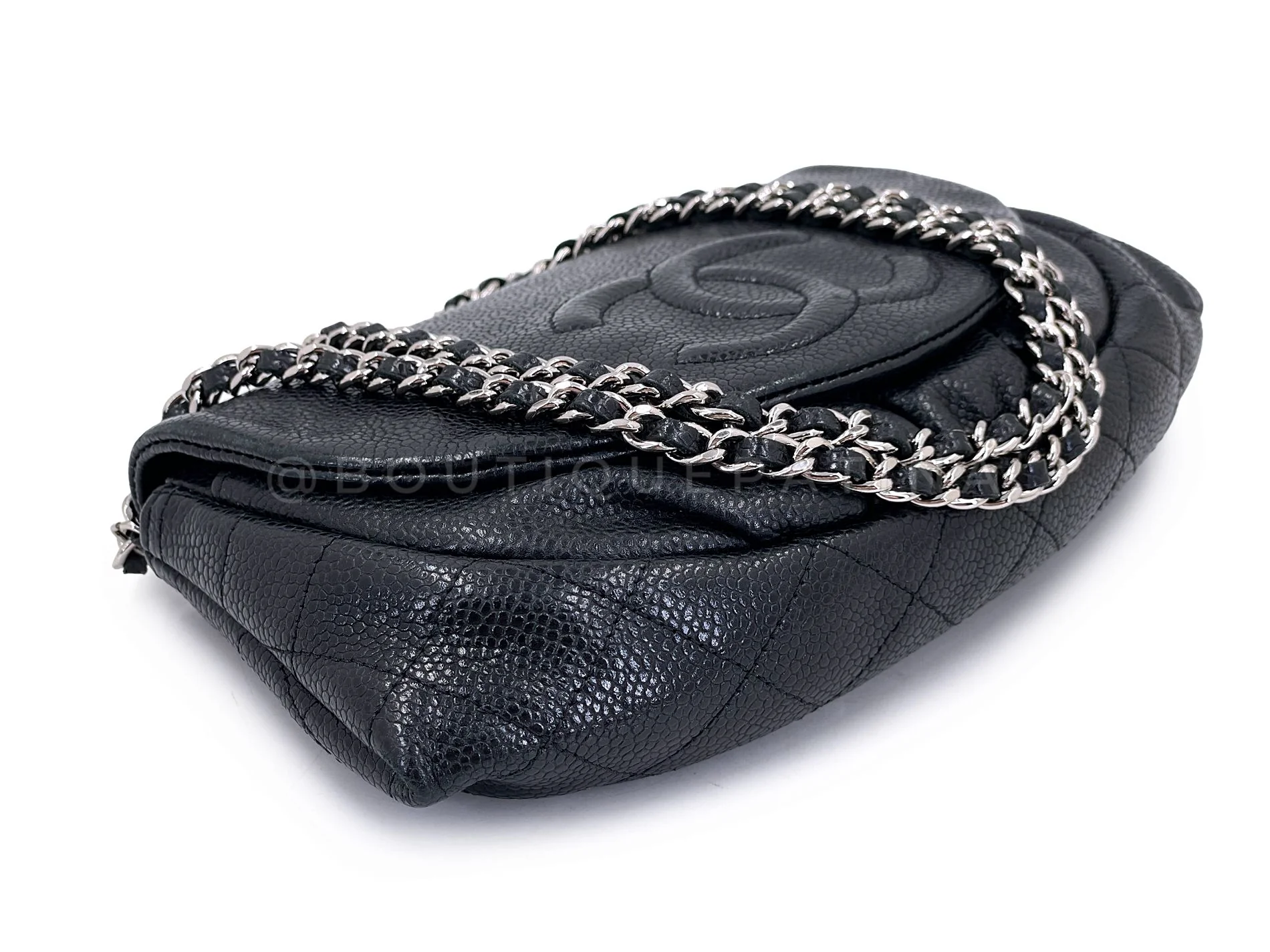 Chanel Black Caviar Half Moon Wallet on Chain WOC SHW F2A - Image 7