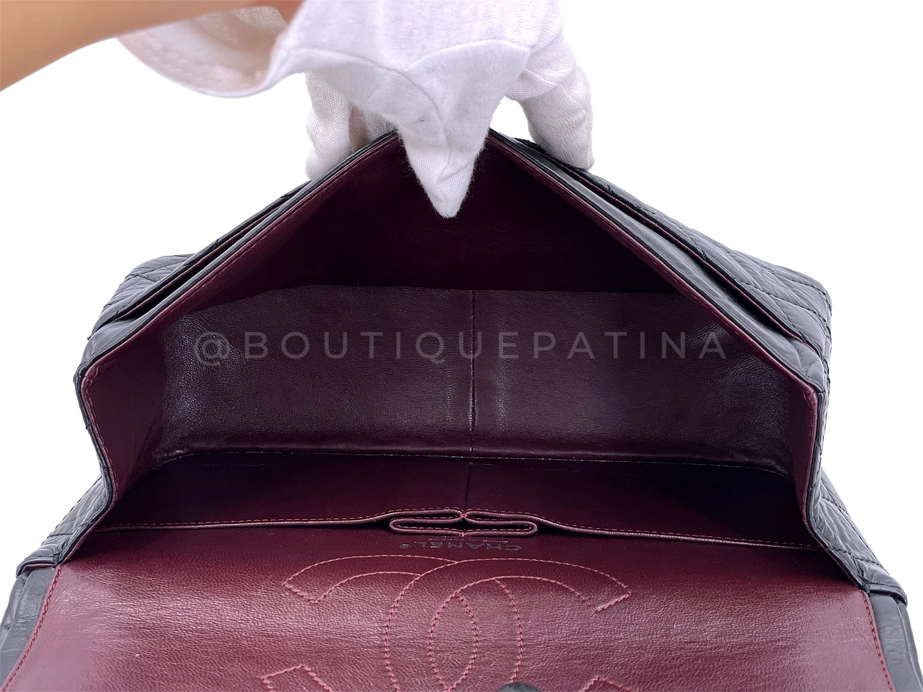 Chanel Pristine 2009 Black Medium 226 2.55 Reissue Classic Double Flap Bag RHW 1IJ - Image 10