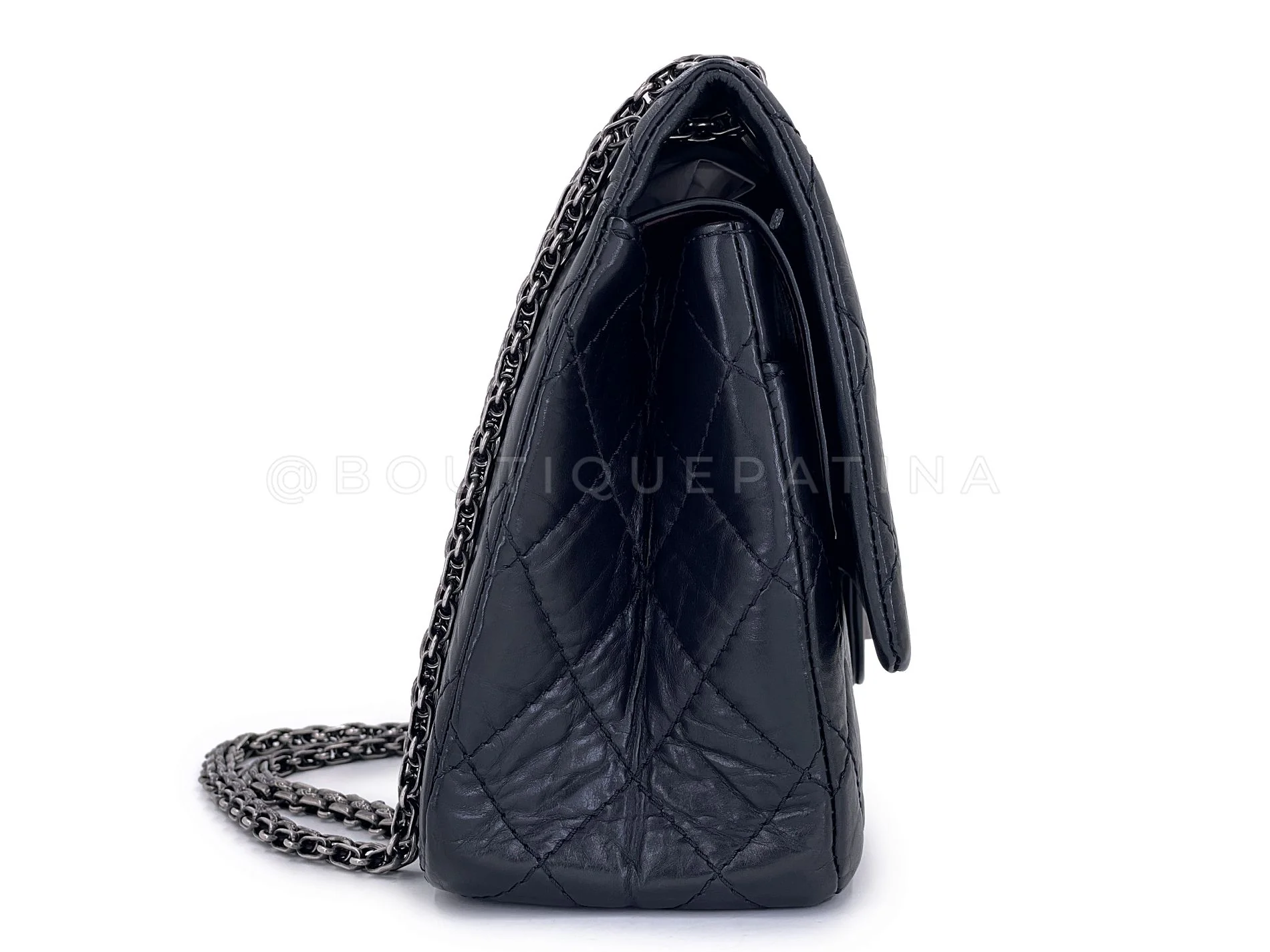 Chanel Pristine 2009 Black Medium 226 2.55 Reissue Classic Double Flap Bag RHW 1IJ - Image 4
