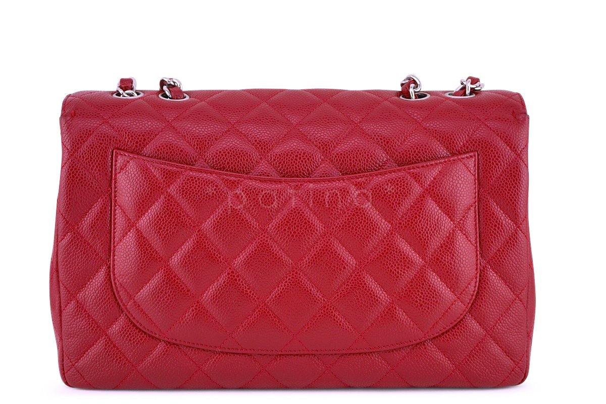 Chanel 10C Red Caviar Jumbo 2.55 Classic Flap Bag SHW - Image 5