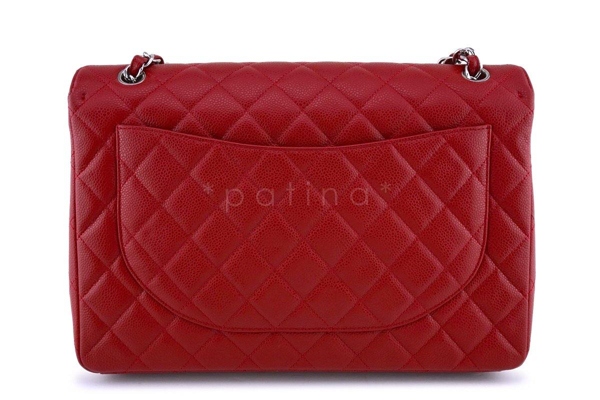 Chanel 10C Red Caviar Maxi Quilted Classic 2.55 Jumbo XL Flap Bag - Image 5