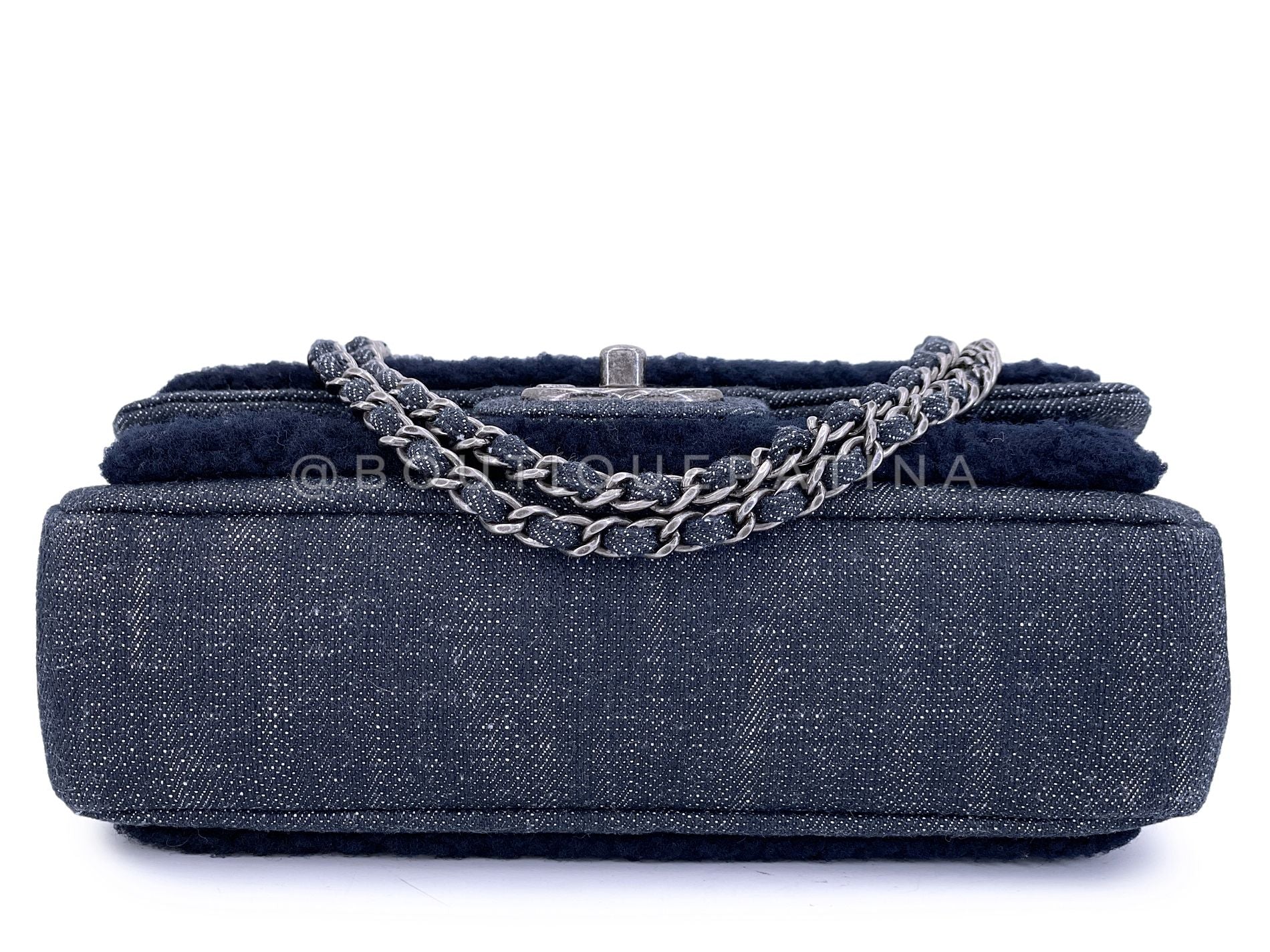 Chanel 14A Blue Denim Shearling Mini Flap Bag Paris-Dallas RHW XFN - Image 6