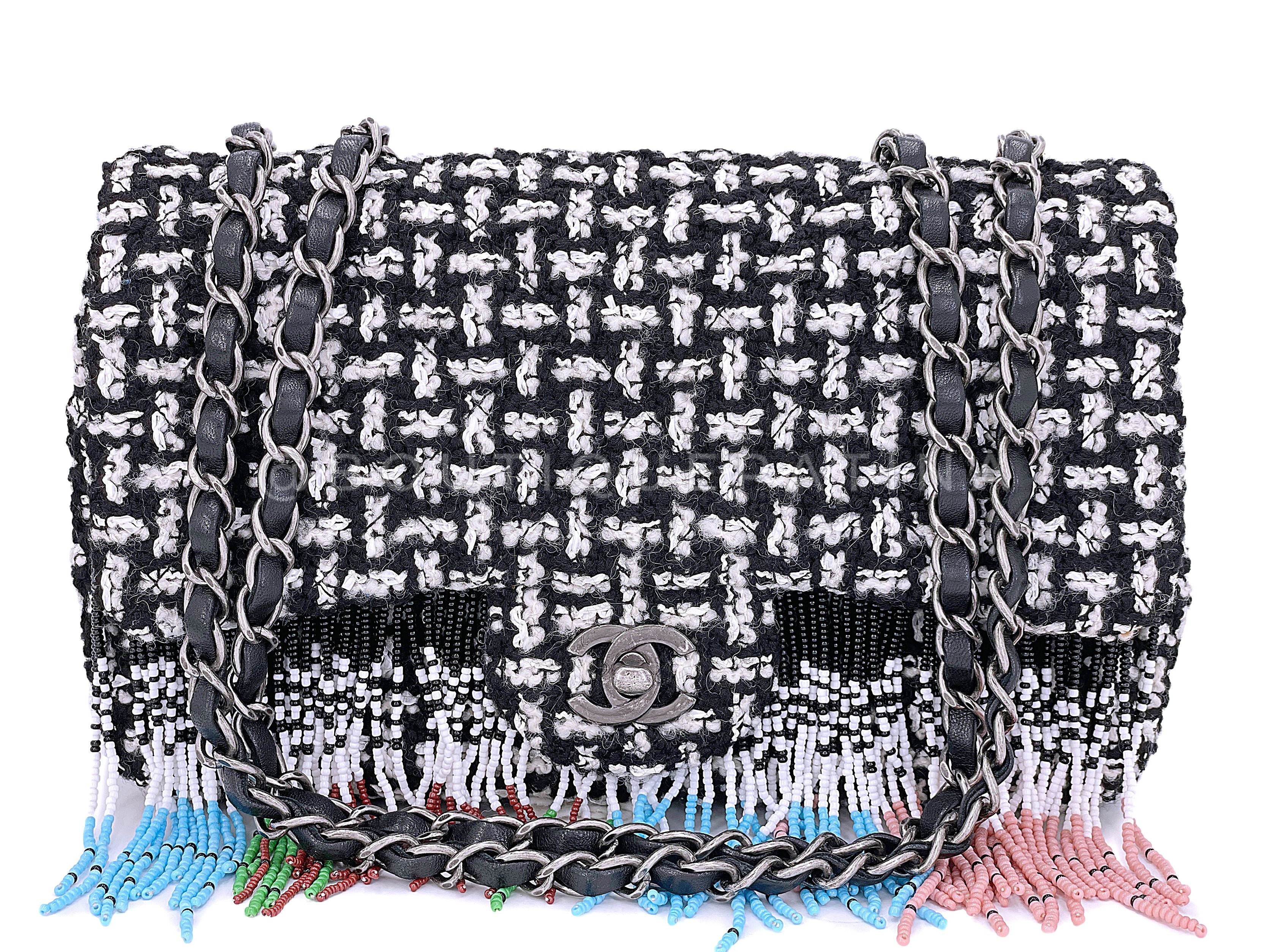 Chanel 14A Paris-Dallas Métiers d'Art Tweed Beaded Fringe Flap Bag RHW WY5 - Image 2