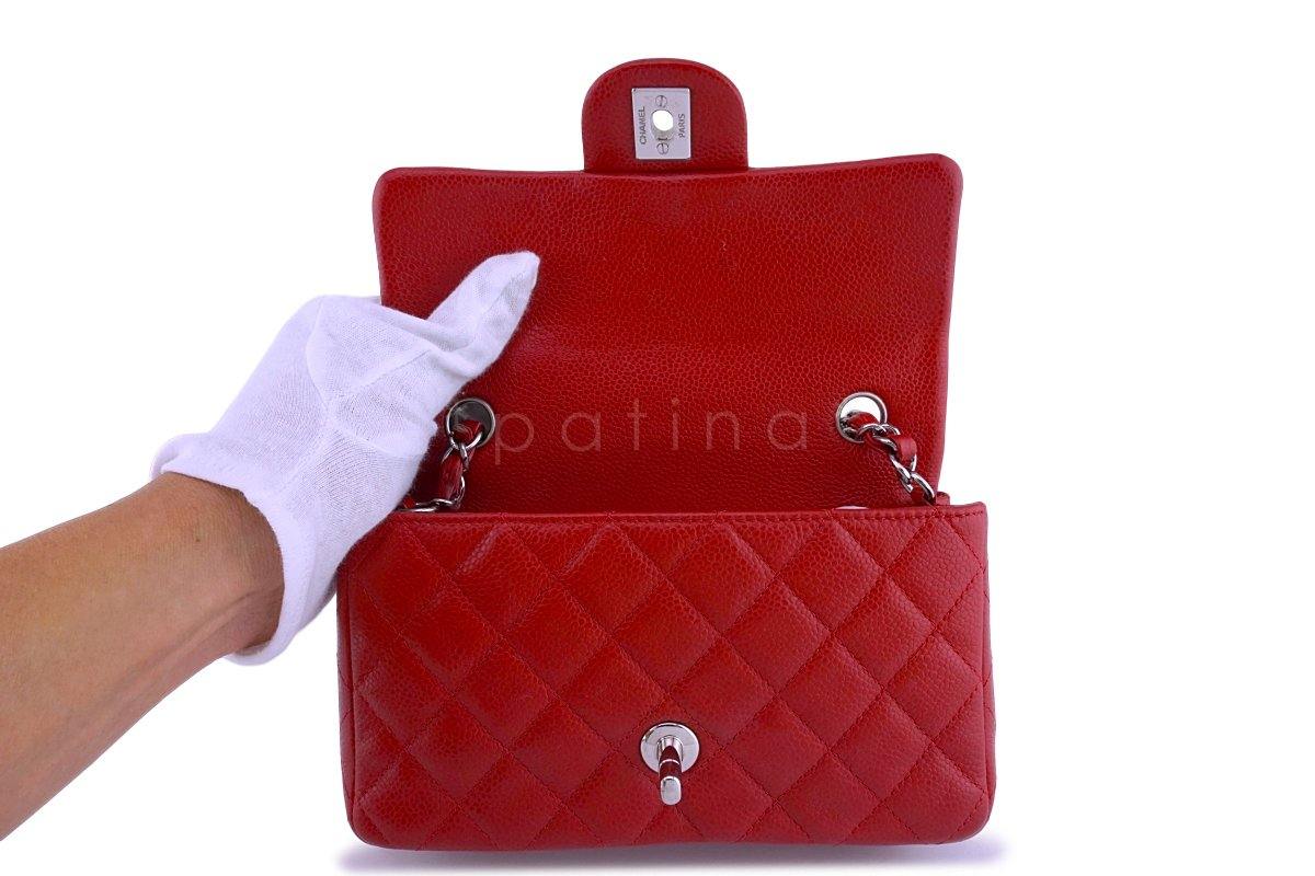 Chanel 14C Red Caviar Classic Quilted Rectangular Mini 2.55 Flap Bag SHW - Image 9
