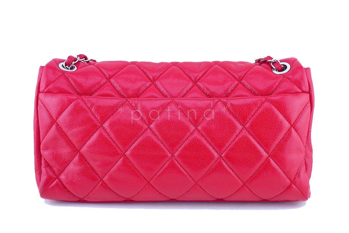 Chanel 15in. Raspberry Red Caviar Maxi Jumbo XL Classic Easy Flap Bag - Image 5