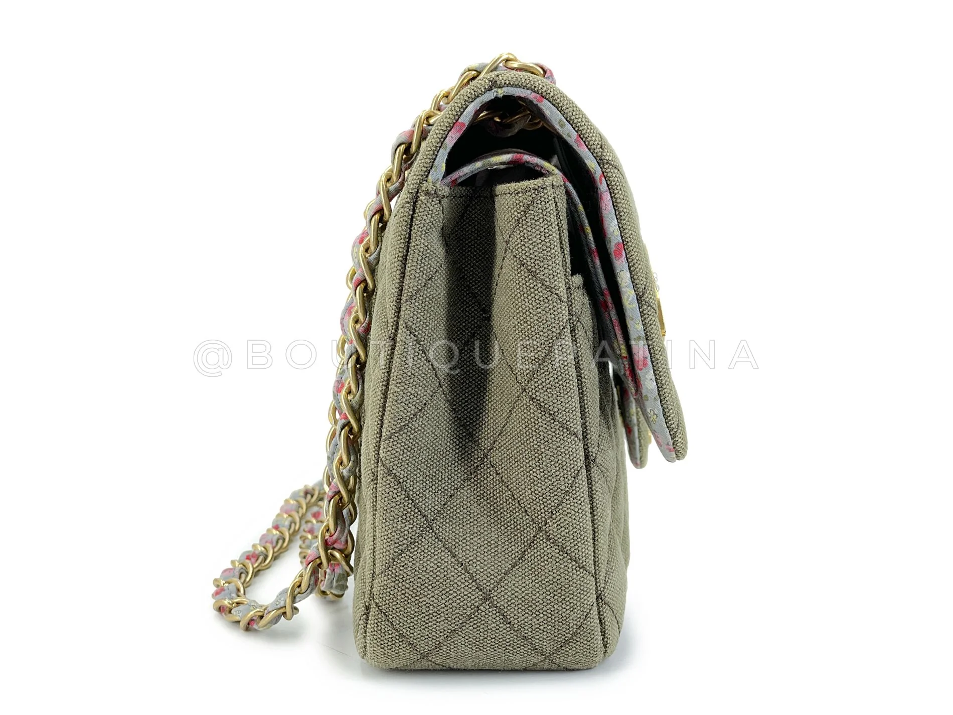 Chanel 17C Coco Cuba Khaki Medium Classic Double Flap Bag GHW CPX - Image 5