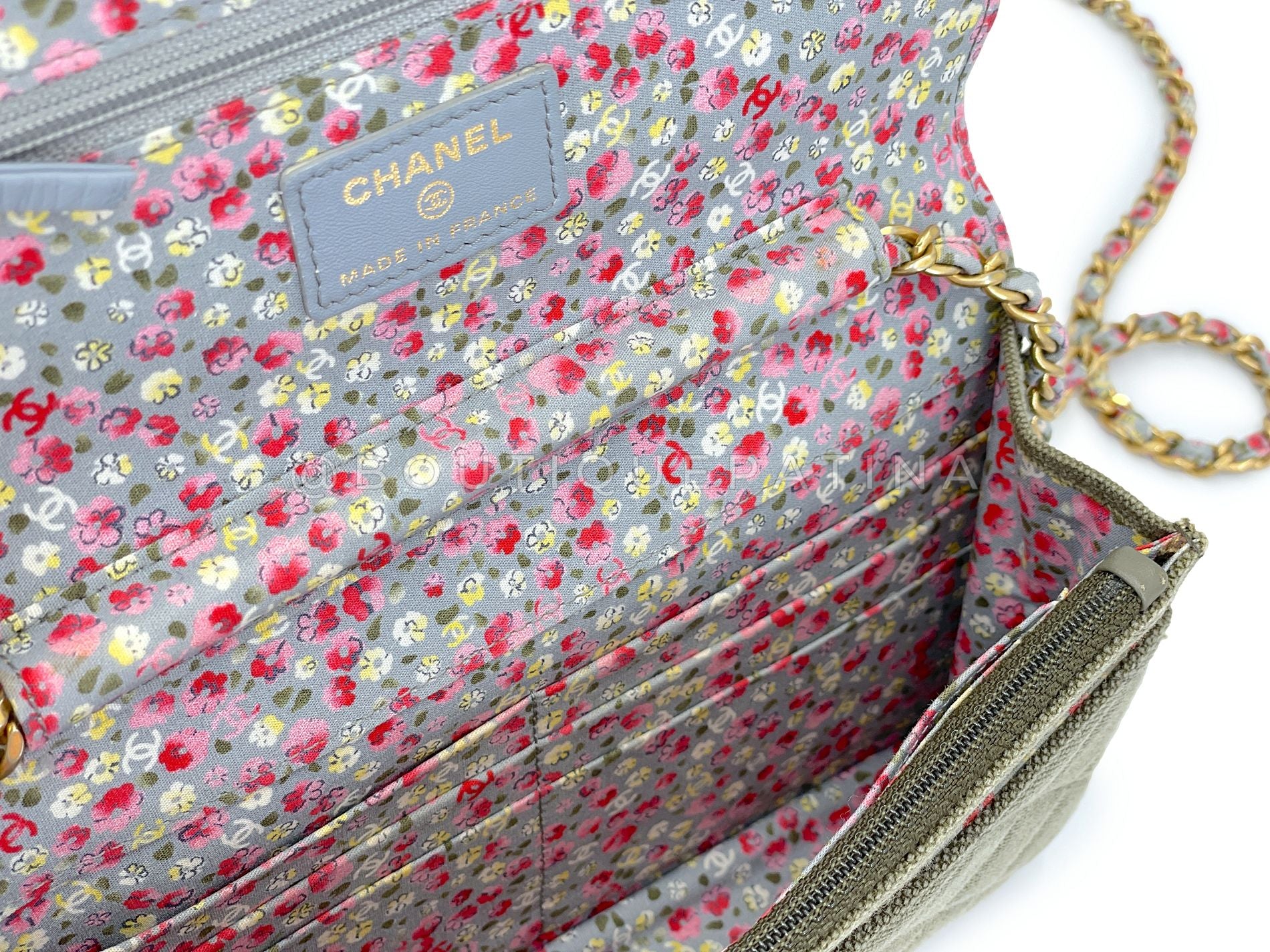Chanel 17C Coco Cuba Khaki Wallet on Chain WOC Bag GHW WGL - Image 12