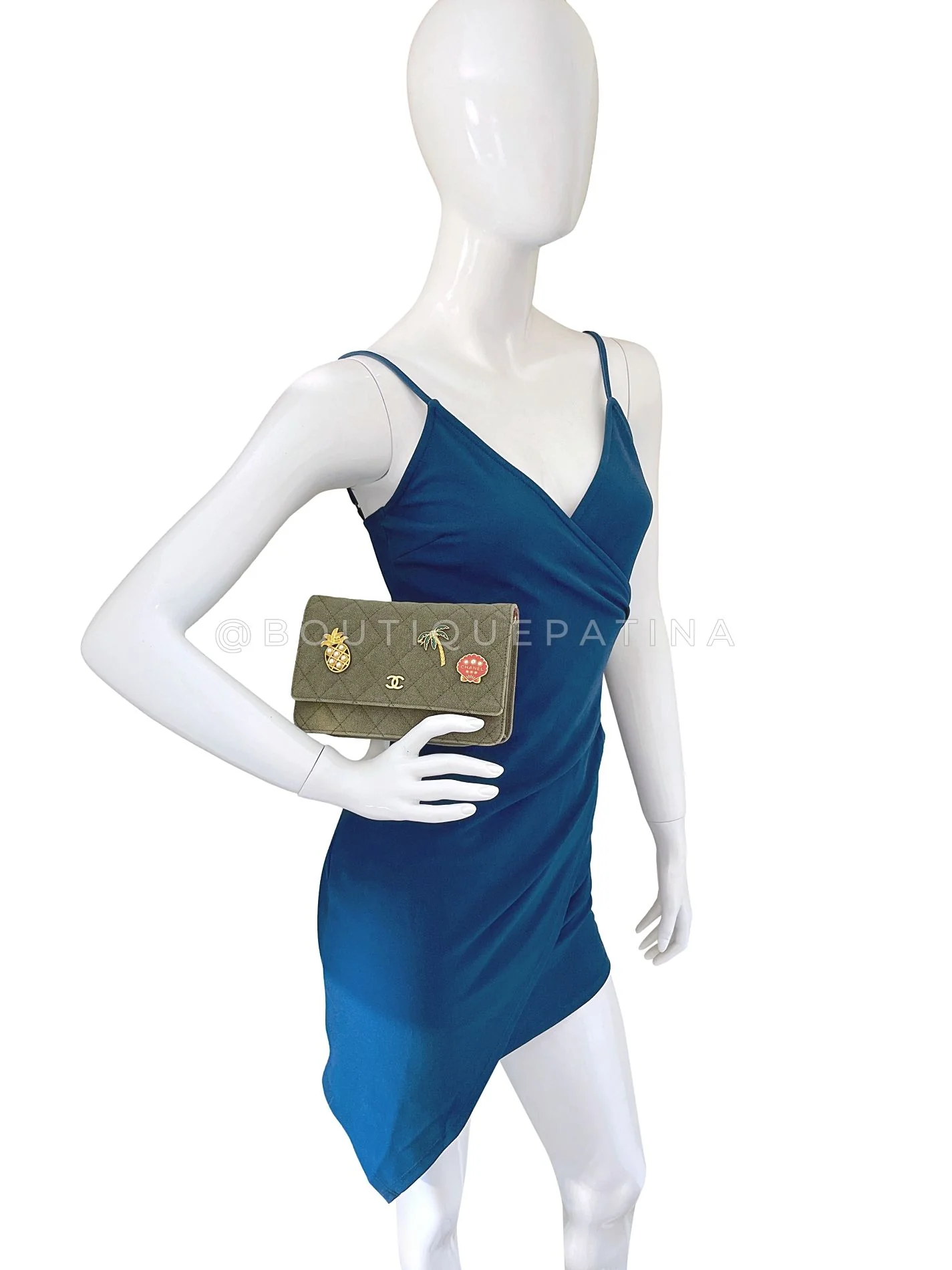 Chanel 17C Coco Cuba Khaki Wallet on Chain WOC Bag GHW WGL - Image 16