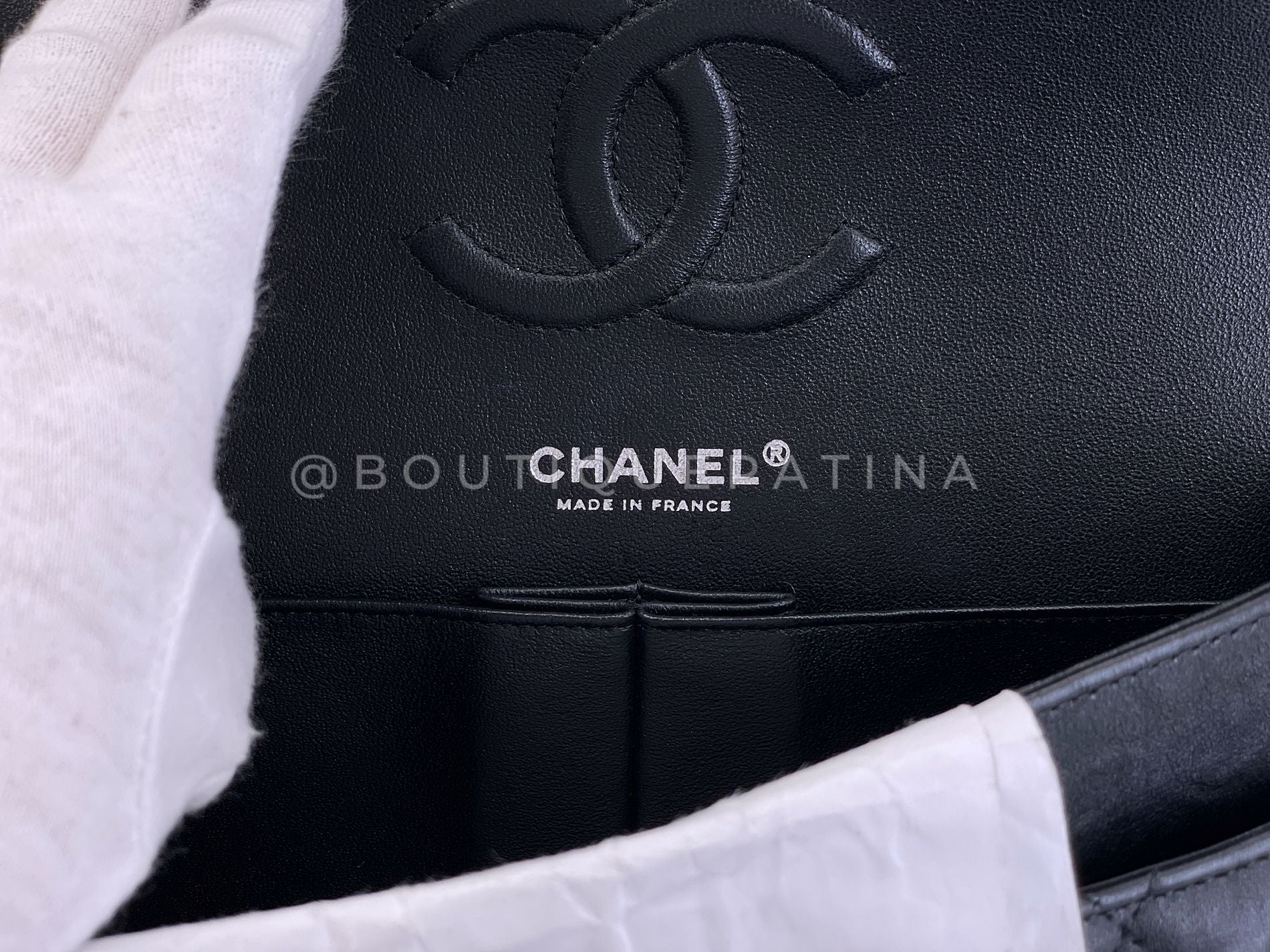 Chanel 17S So Black Medium Classic Double Flap Bag Calfskin QB8 - Image 11