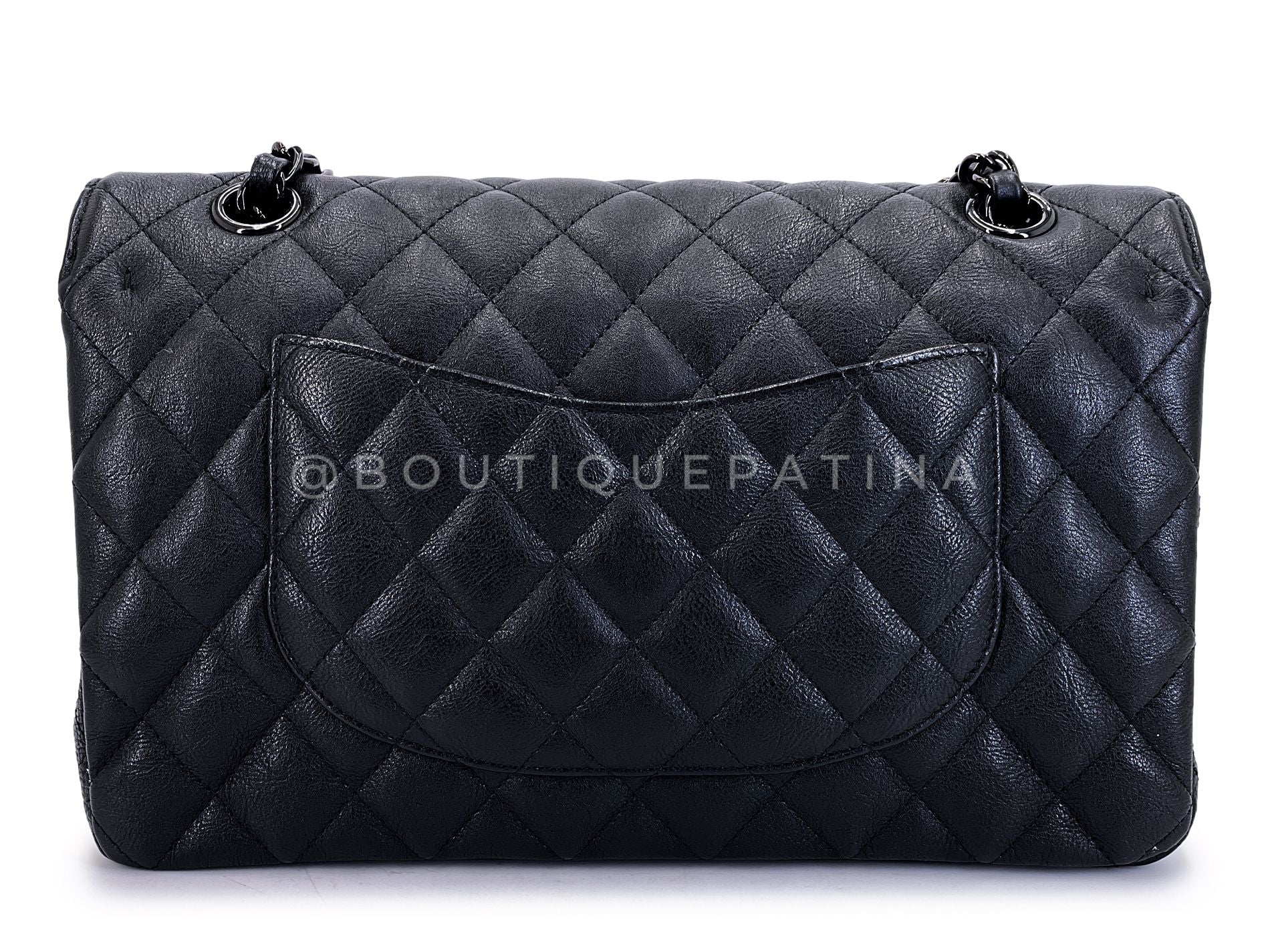 Chanel 17S So Black Medium Classic Double Flap Bag Calfskin QB8 - Image 5