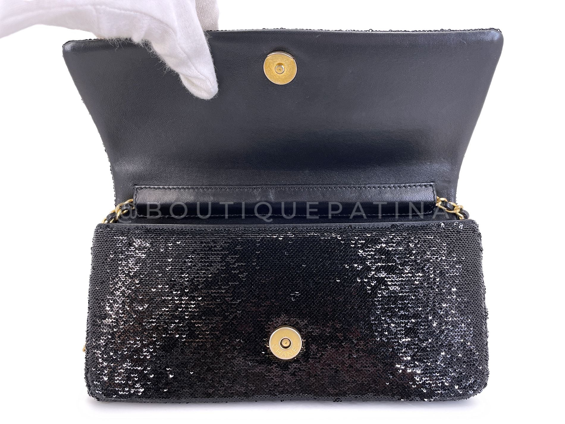 Chanel 18A Paris-Hamburg Sequin Evening Clutch on Chain "Dare to Disturb" Bag 7Y5 - Image 11