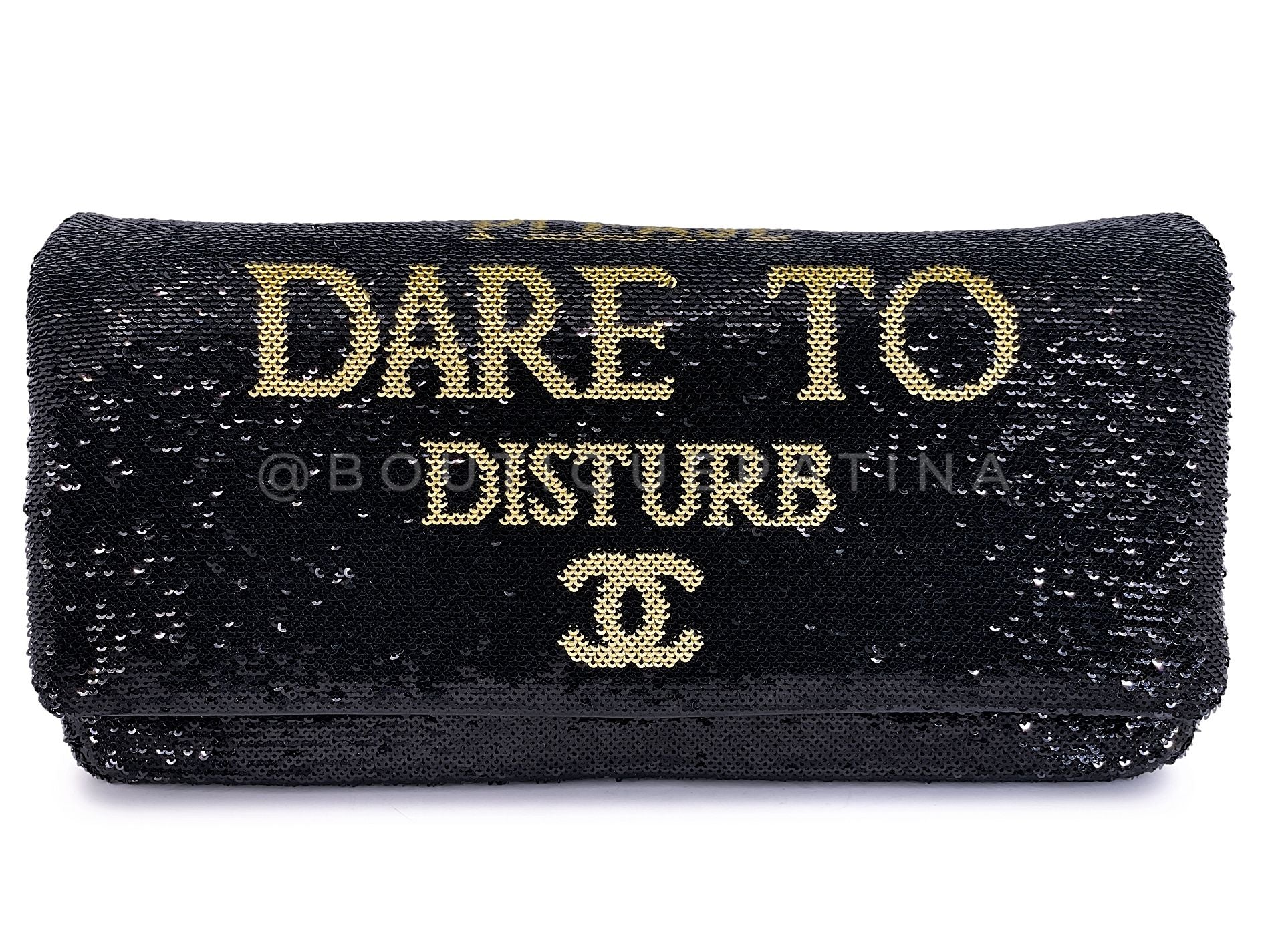 Chanel 18A Paris-Hamburg Sequin Evening Clutch on Chain "Dare to Disturb" Bag 7Y5 - Image 2