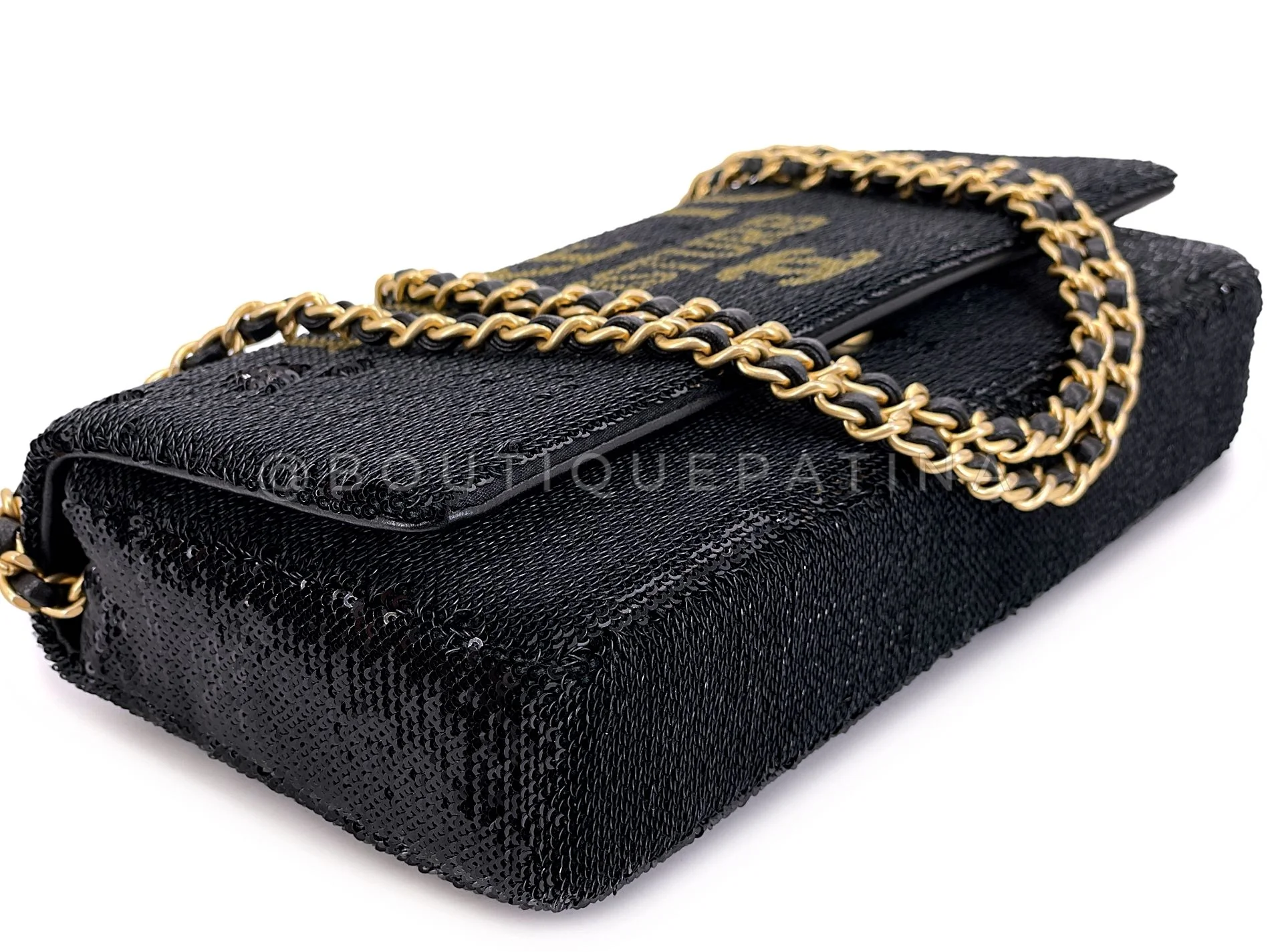 Chanel 18A Paris-Hamburg Sequin Evening Clutch on Chain "Dare to Disturb" Bag 7Y5 - Image 8