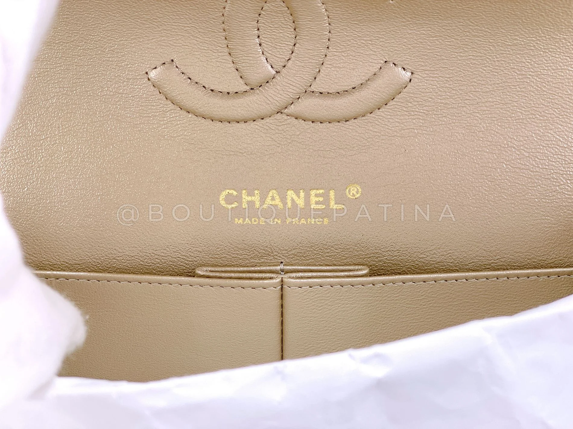 Chanel 18C Beige Raffia Medium Classic Double Flap Bag GHW Paris Athens MWZ - Image 11