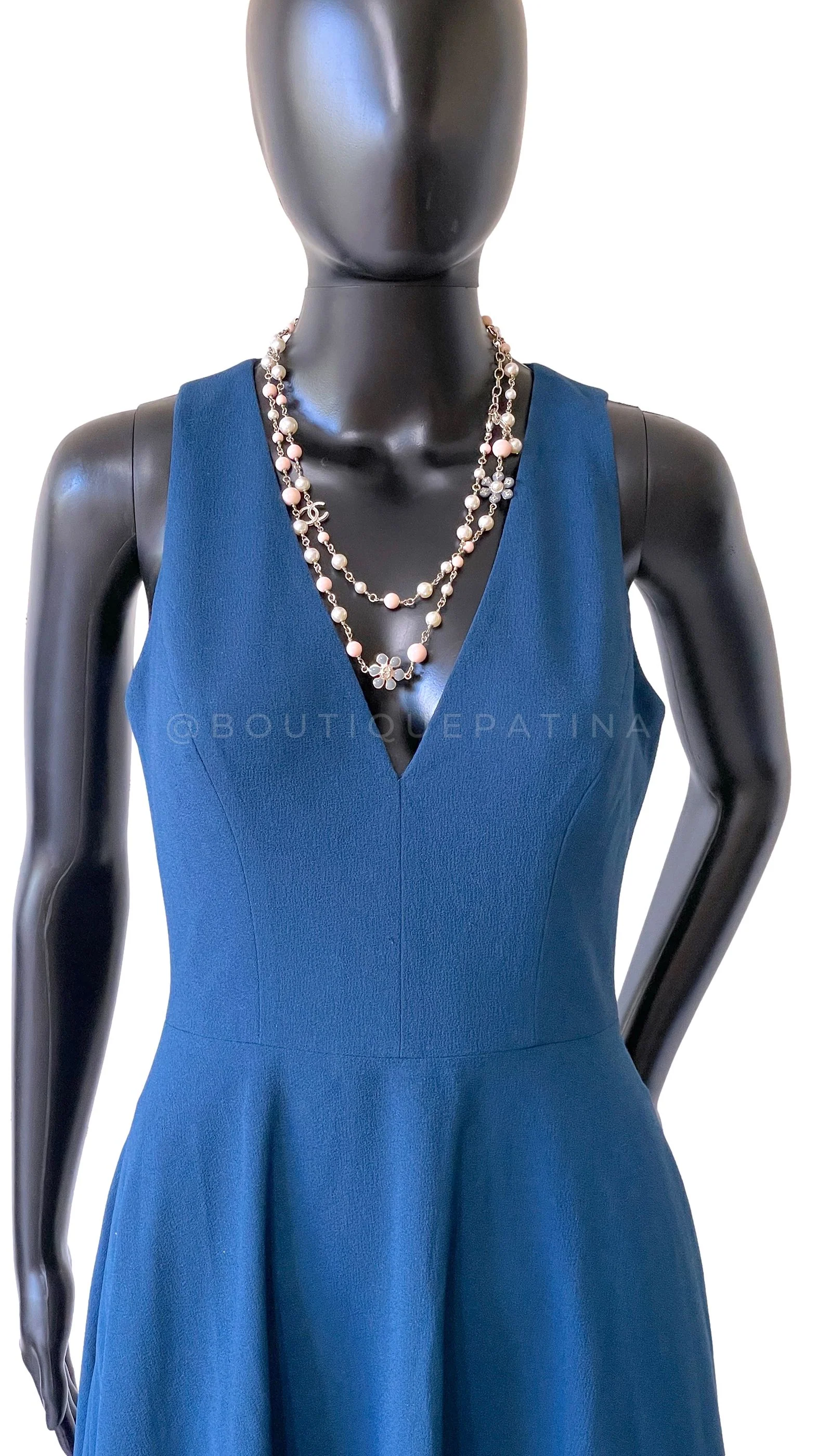 Chanel 18C Pink Gray-Blue Pearl and Bead Long Station Necklace - Image 5