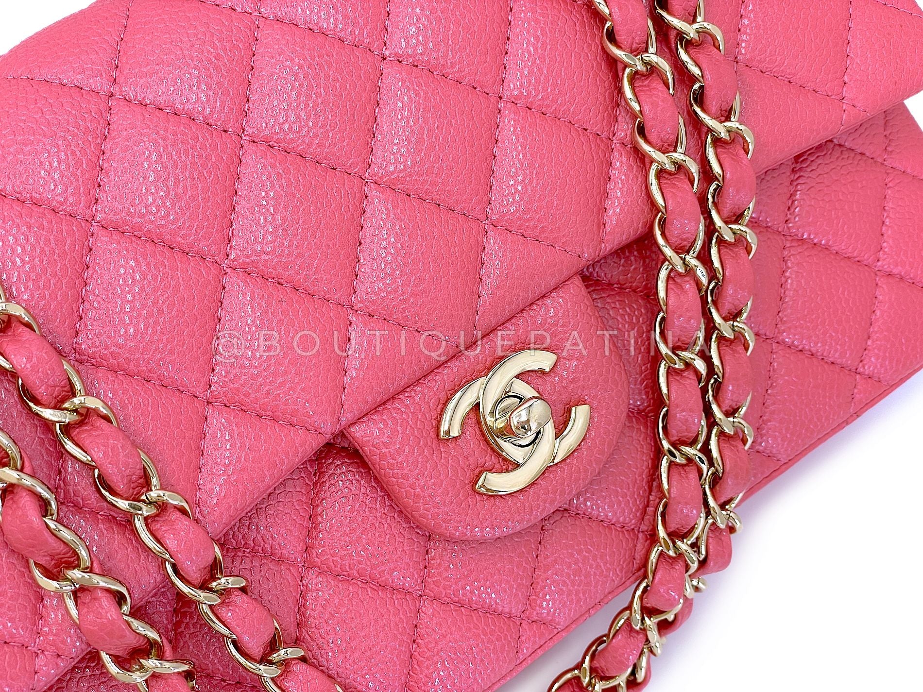 Chanel 18S Pearly Pink Caviar Medium Classic Double Flap Bag GHW DQW - Image 8