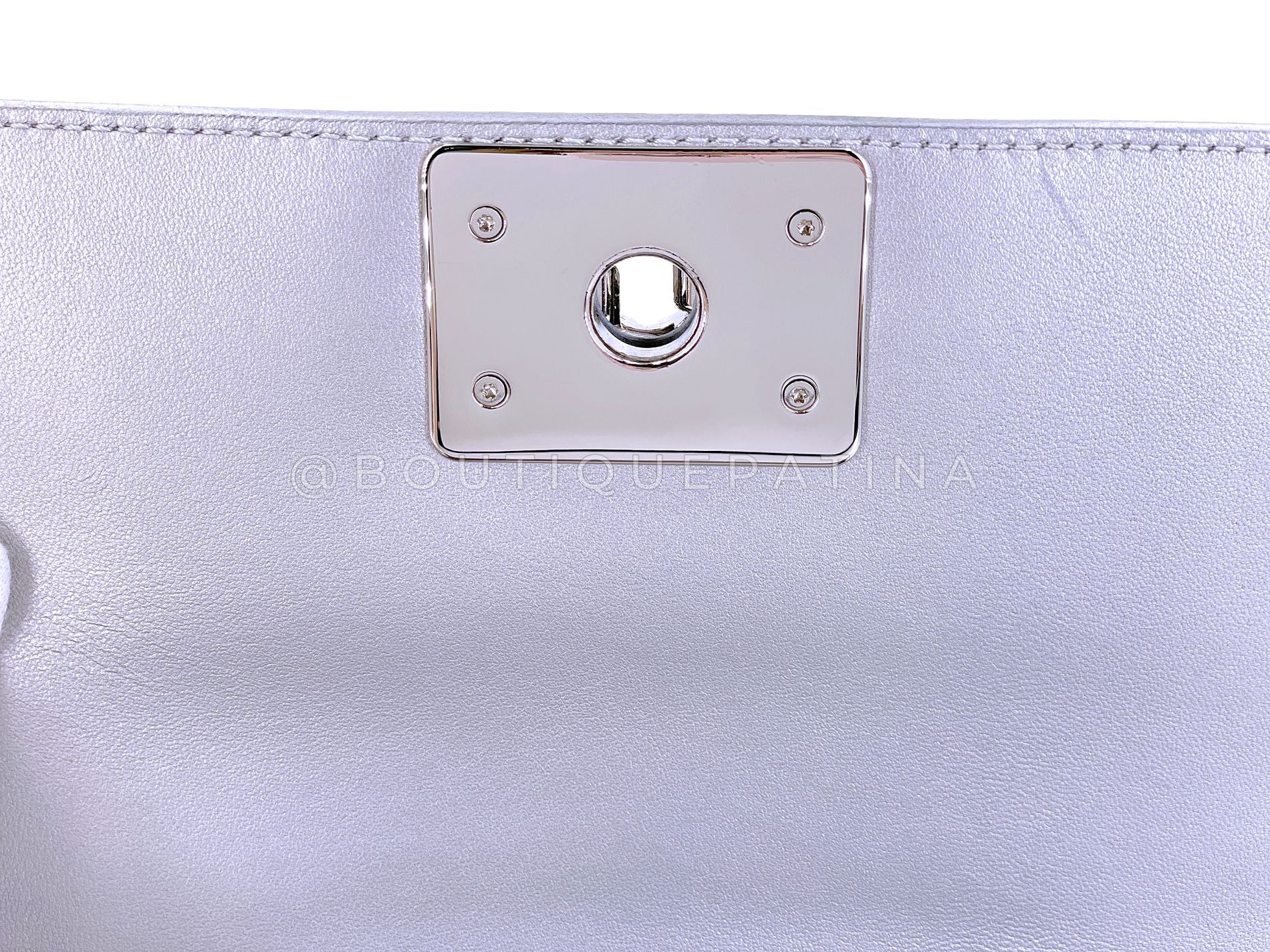 Chanel 18S Turquoise Mermaid Iridescent Water Boy Flap Bag Small 5N0 - Image 12