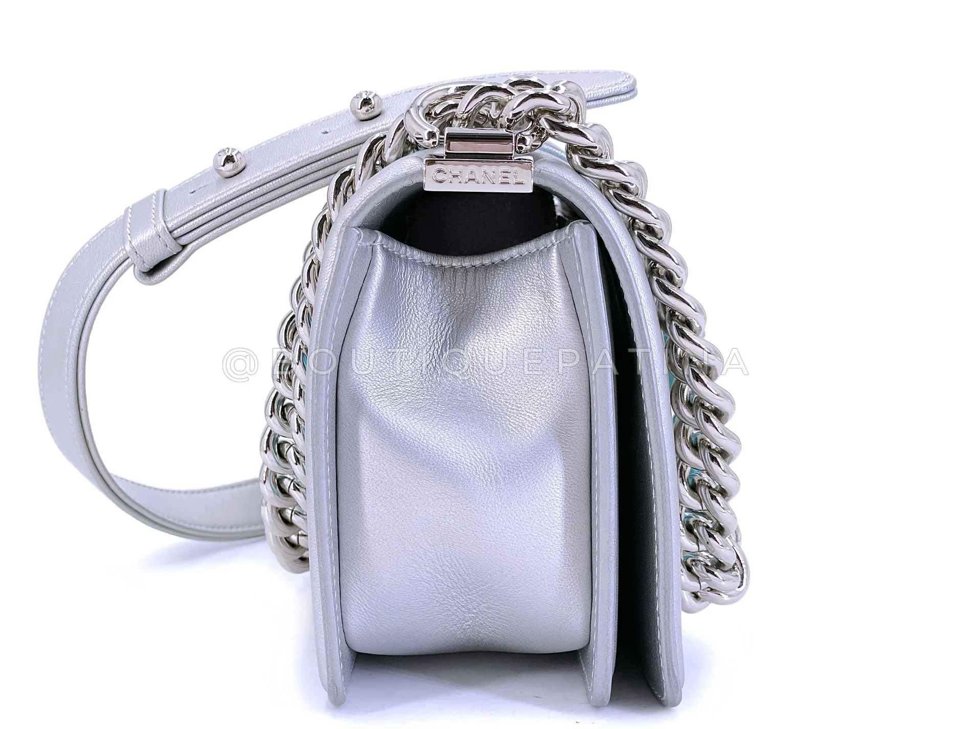 Chanel 18S Turquoise Mermaid Iridescent Water Boy Flap Bag Small 5N0 - Image 4