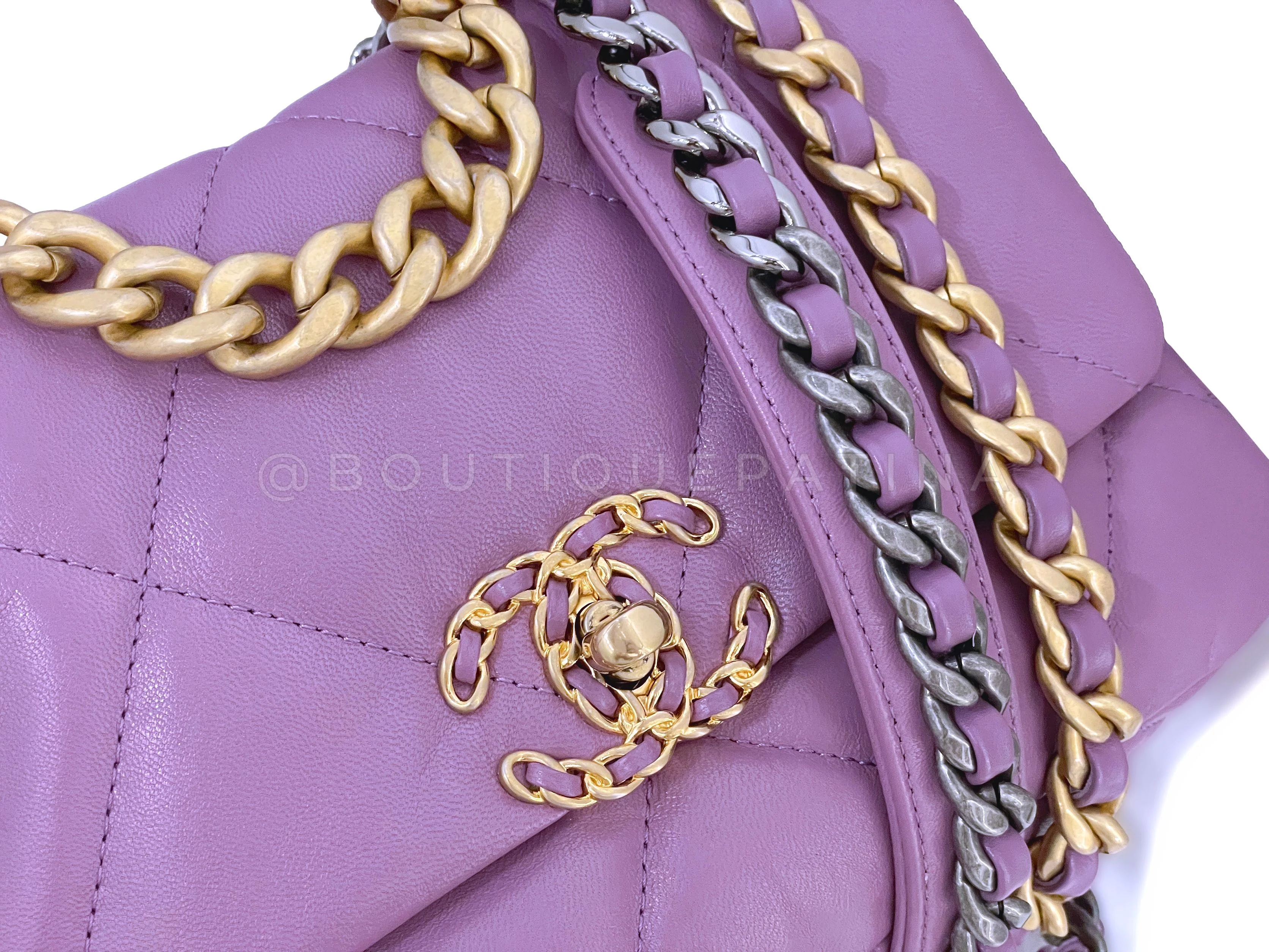 Chanel 19 Bag Lavender Mauve 20B Medium Flap CO1 - Image 8