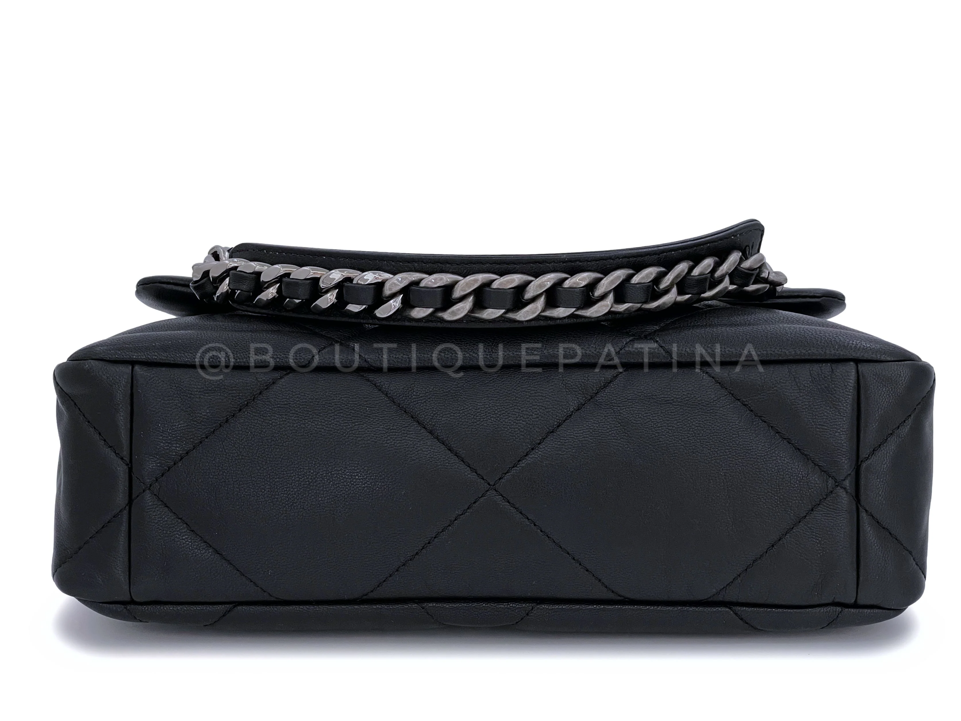 Chanel 19 Black Large Flap Bag Lambskin GHW - Image 6