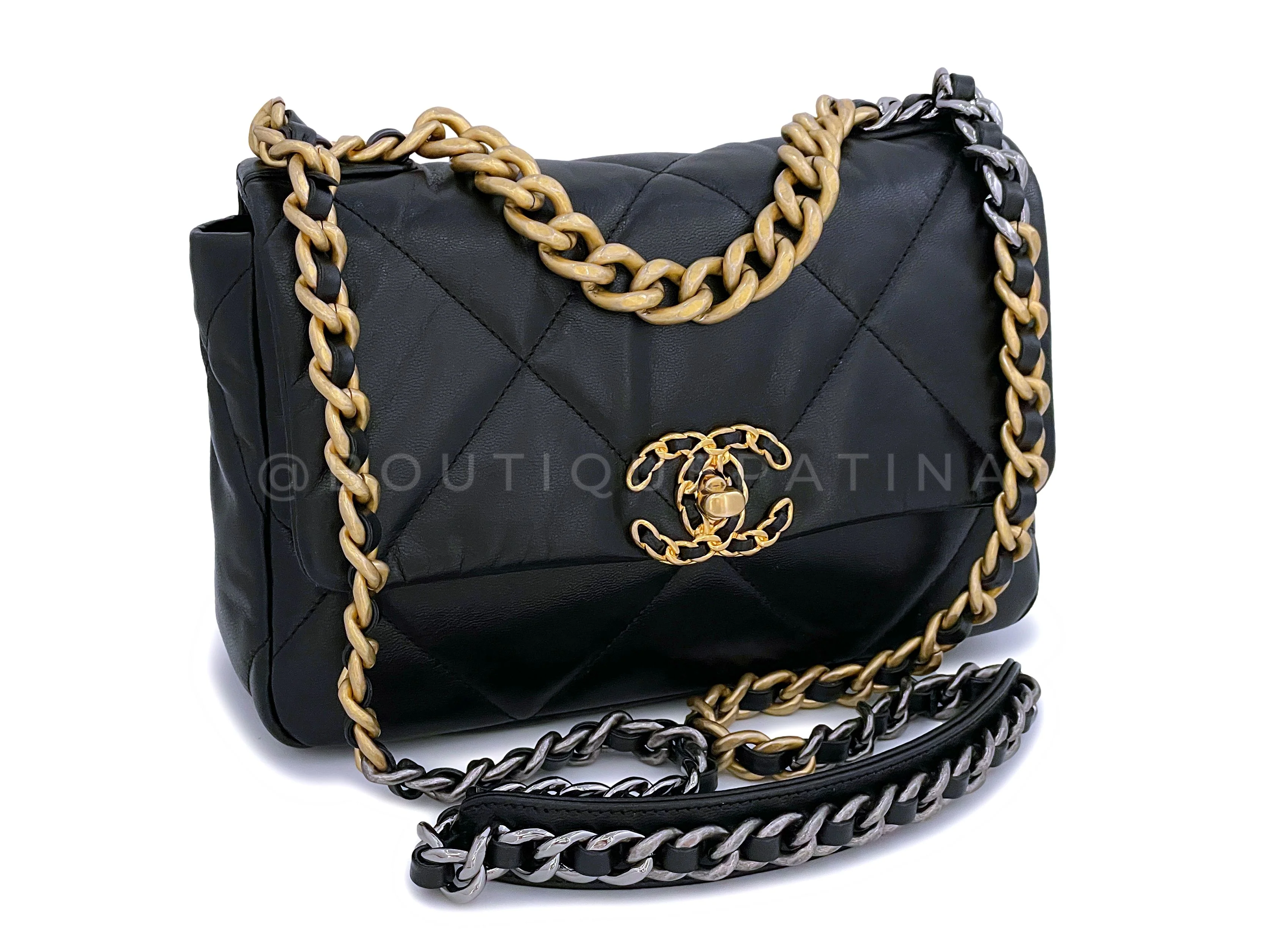 Chanel 19 Black Medium Flap Bag 0X3 - Image 2