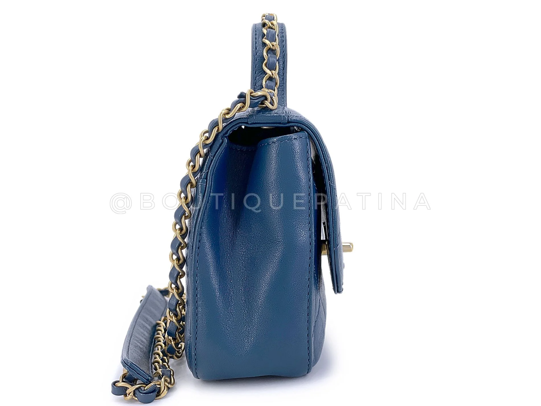Chanel 19 Slate Blue Infinity Top Handle Crossbody Flap Bag GG5 - Image 5
