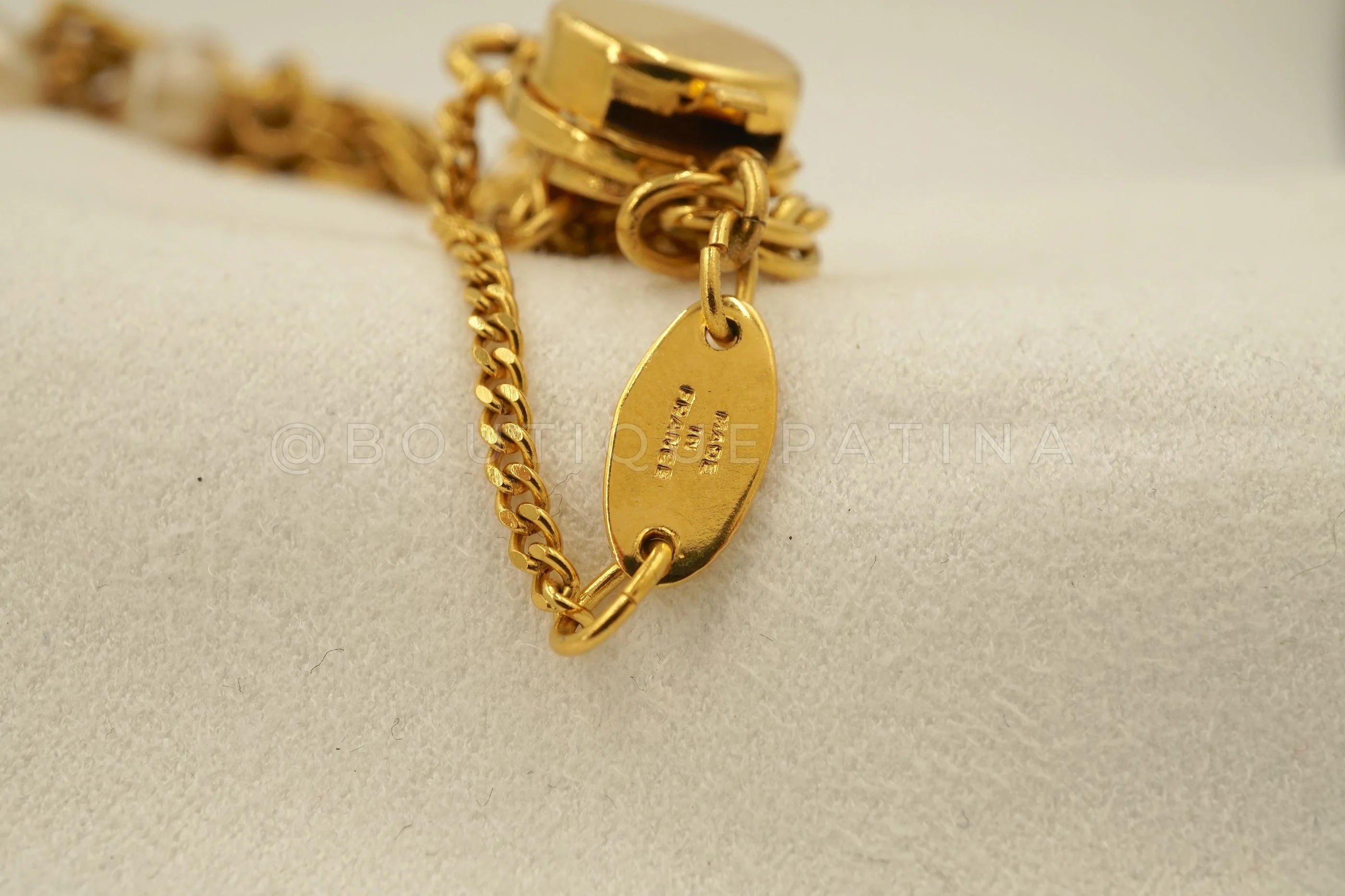 Chanel 1983 Vintage 74" Long Station Necklace Camellia Logos and Pearl - Image 6