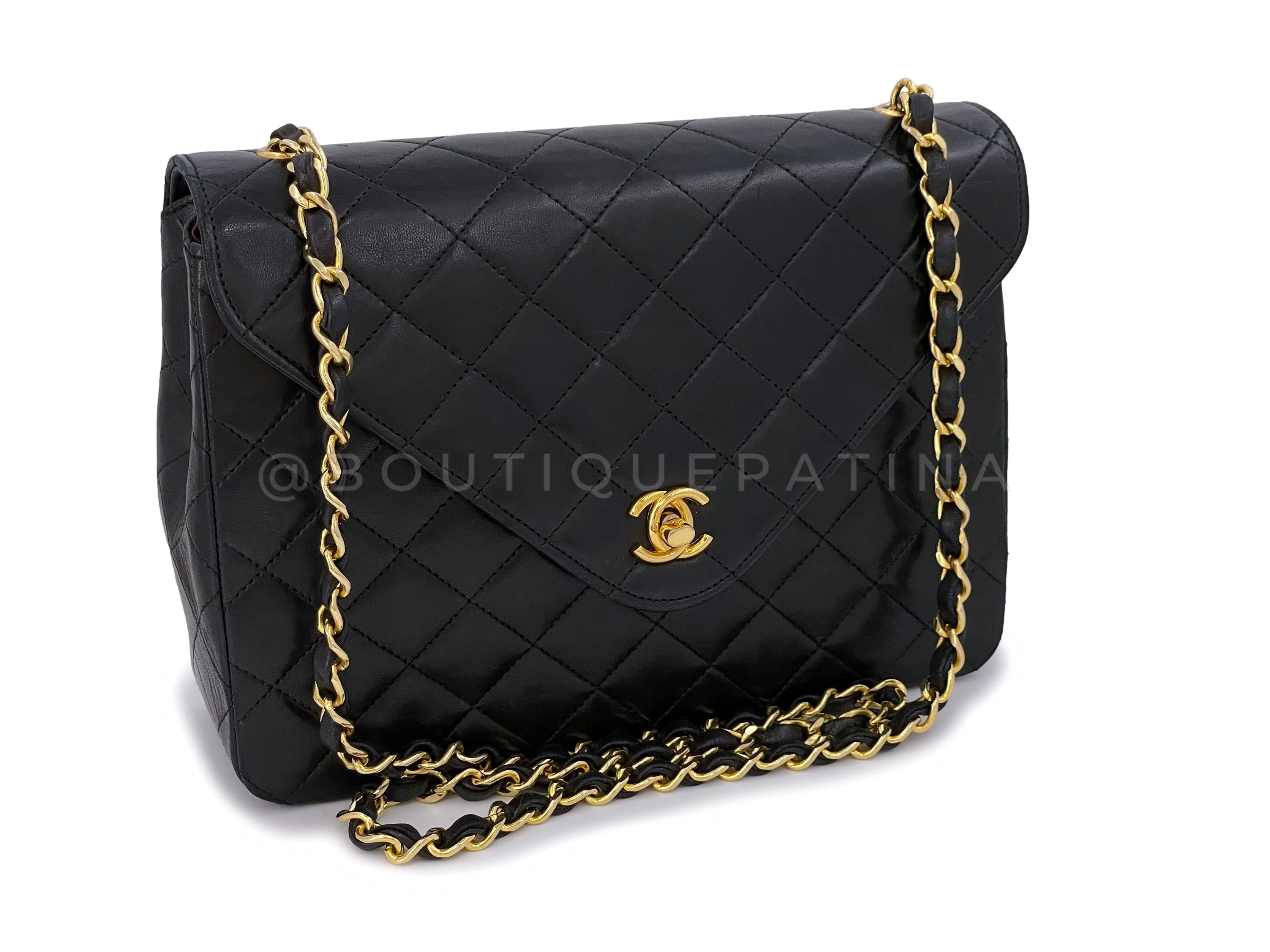 Chanel 1988 Vintage Black Envelope Quilted Flap Bag 24k GHW - Image 2