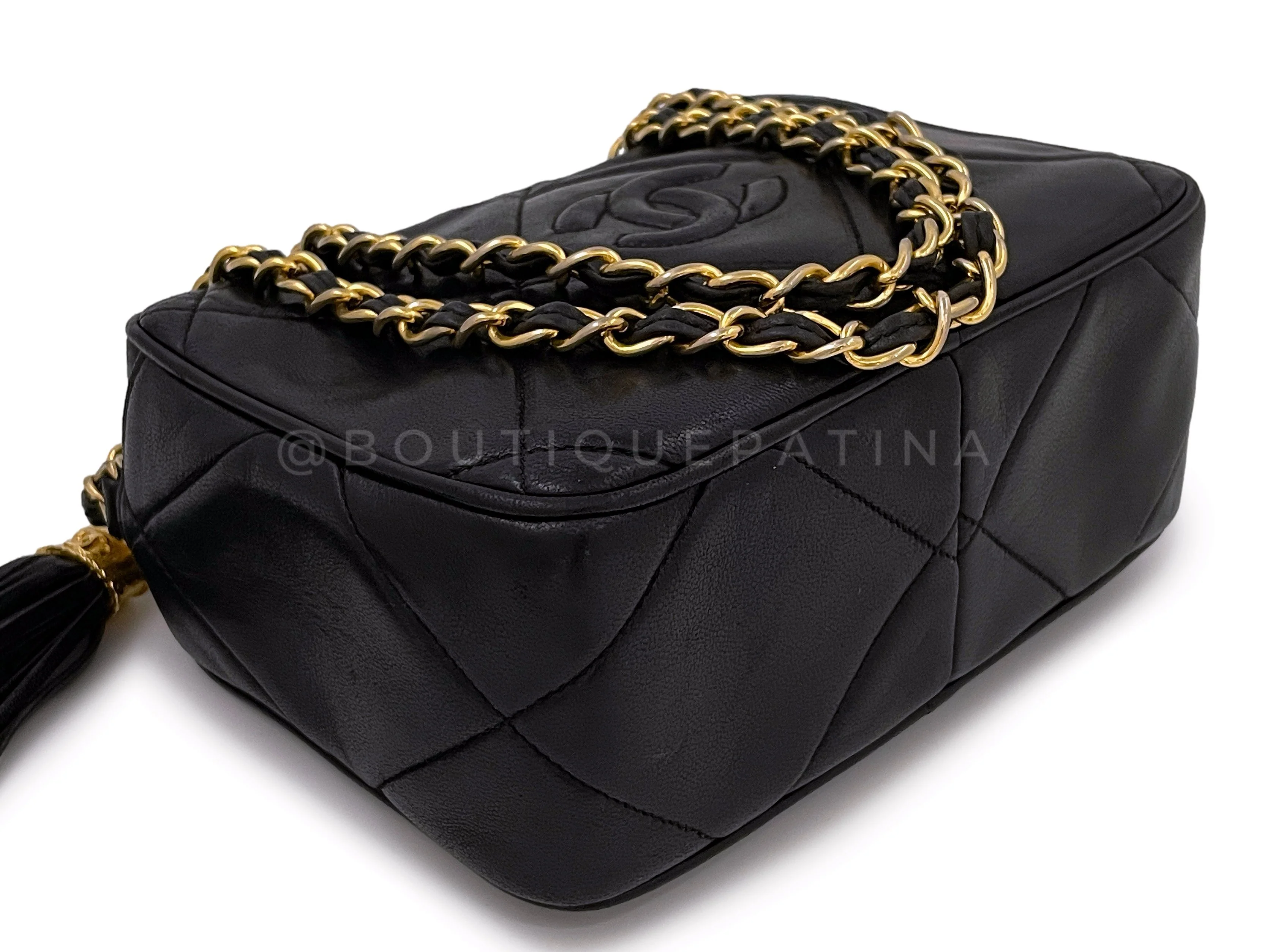 Chanel 1988 Vintage Black Mini Classic Camera Case Bag 24k GHW Lambskin - Image 7