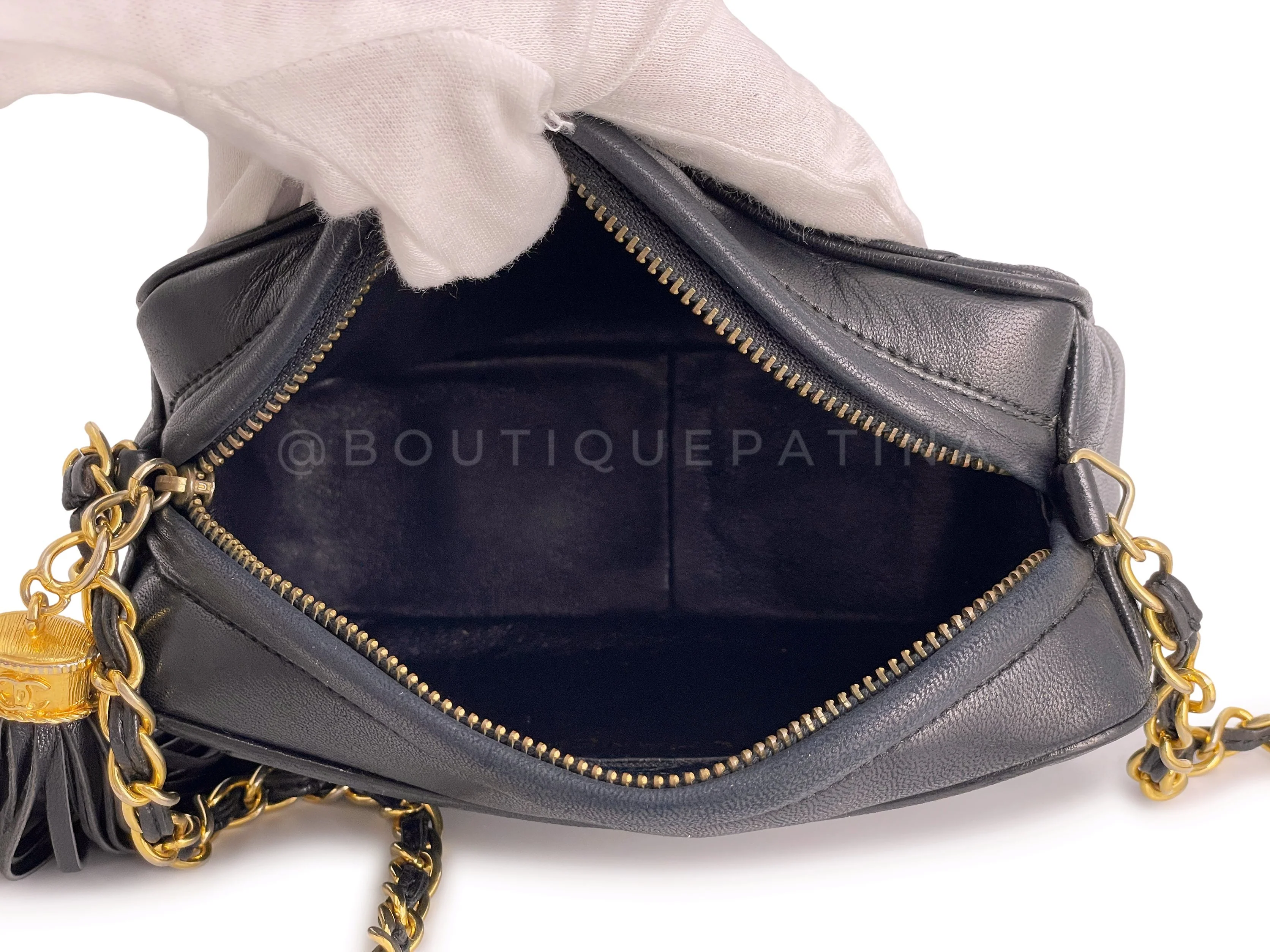Chanel 1988 Vintage Black Mini Classic Camera Case Bag 24k GHW Lambskin - Image 9