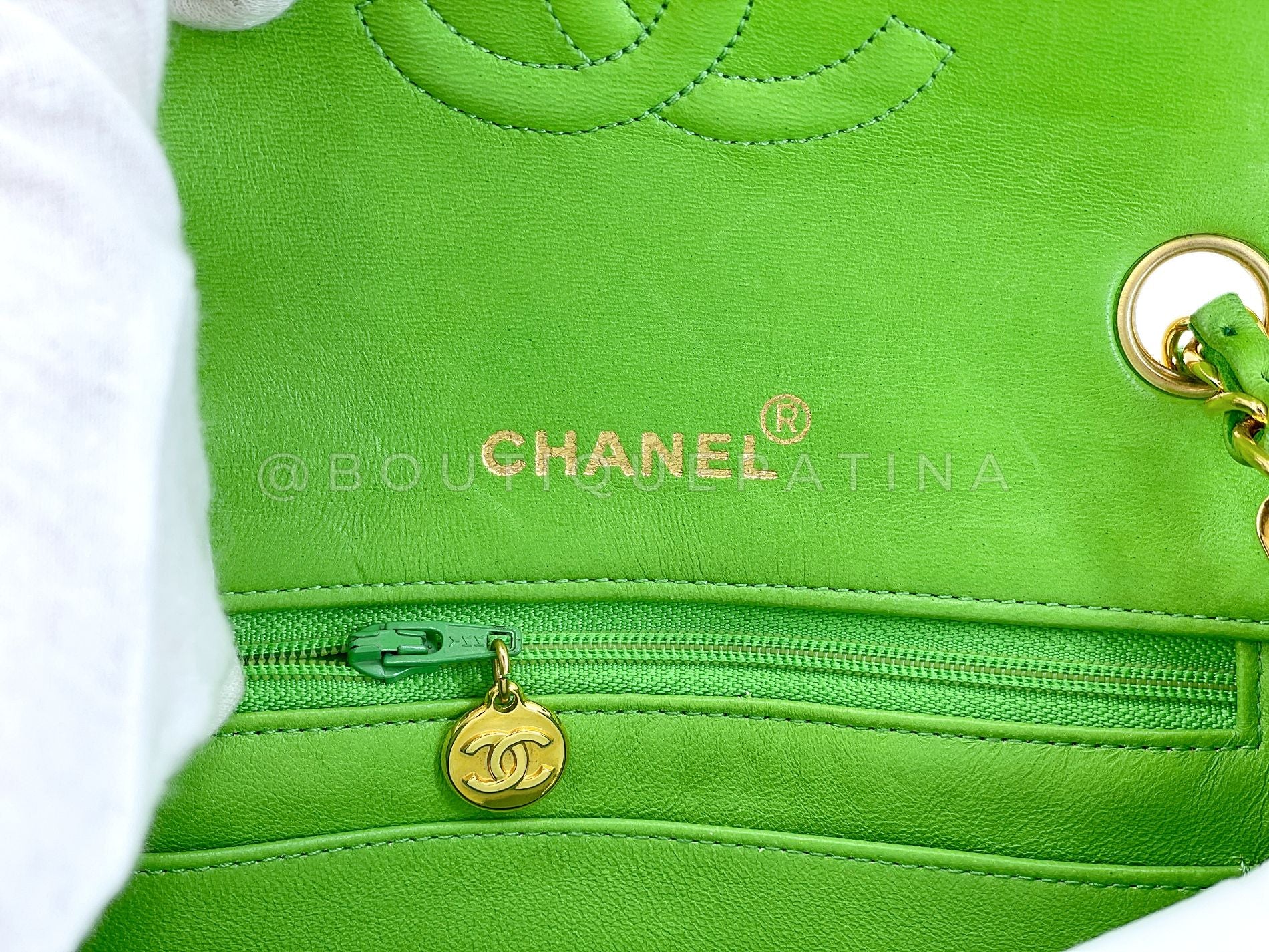 Chanel 1989 Vintage Apple Green Mini Square Flap Bag 24k GHW 7FD - Image 11