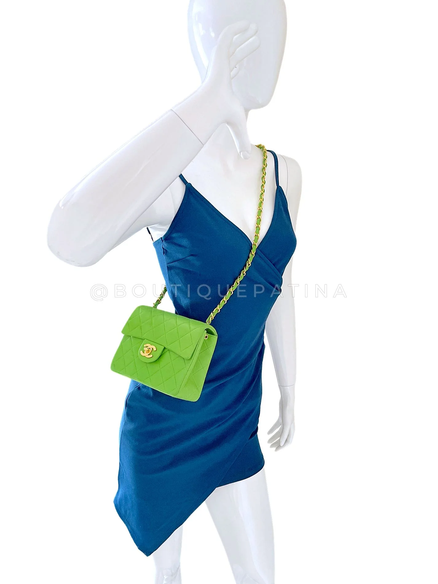 Chanel 1989 Vintage Apple Green Mini Square Flap Bag 24k GHW 7FD - Image 14