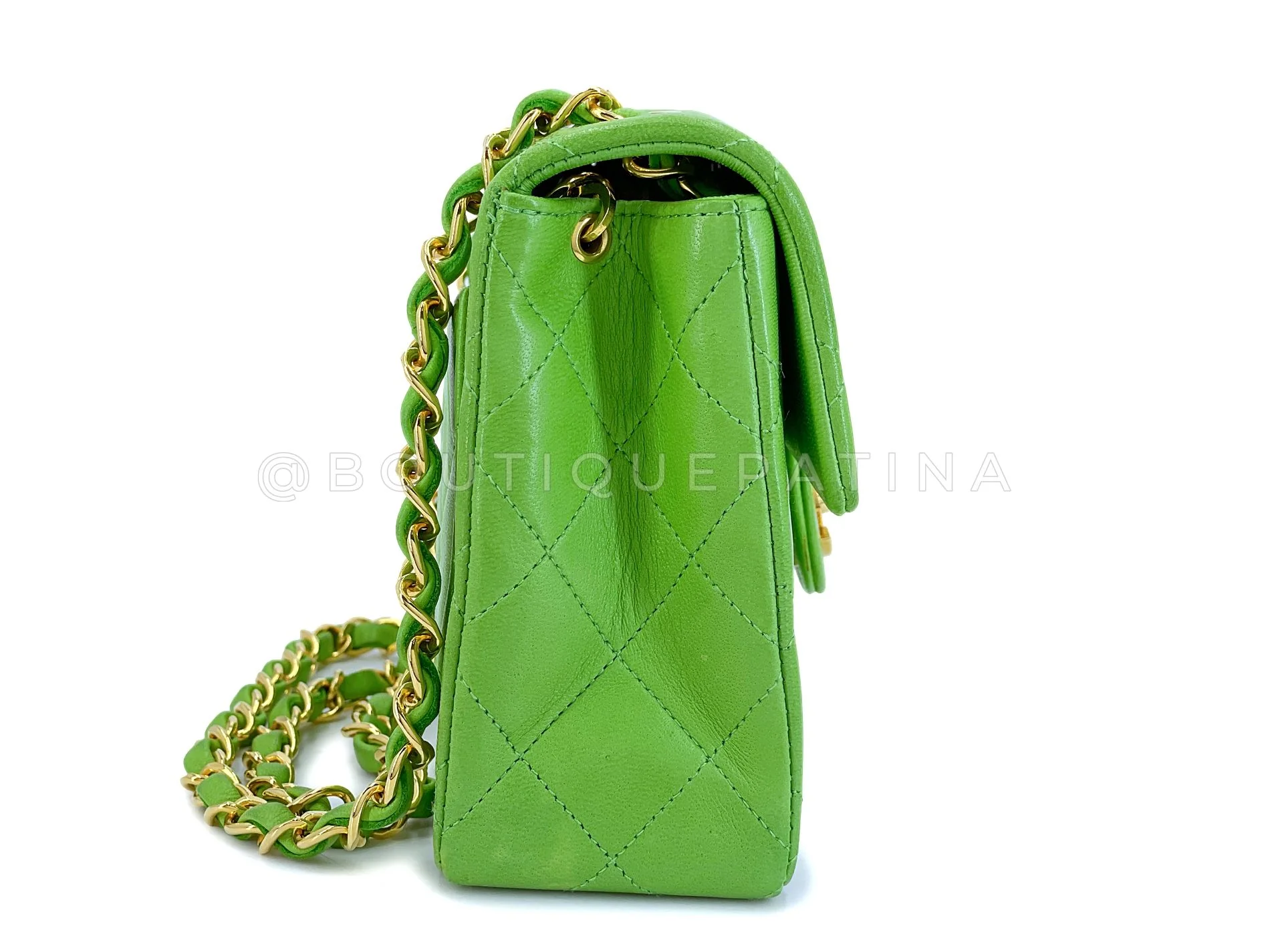 Chanel 1989 Vintage Apple Green Mini Square Flap Bag 24k GHW 7FD - Image 4