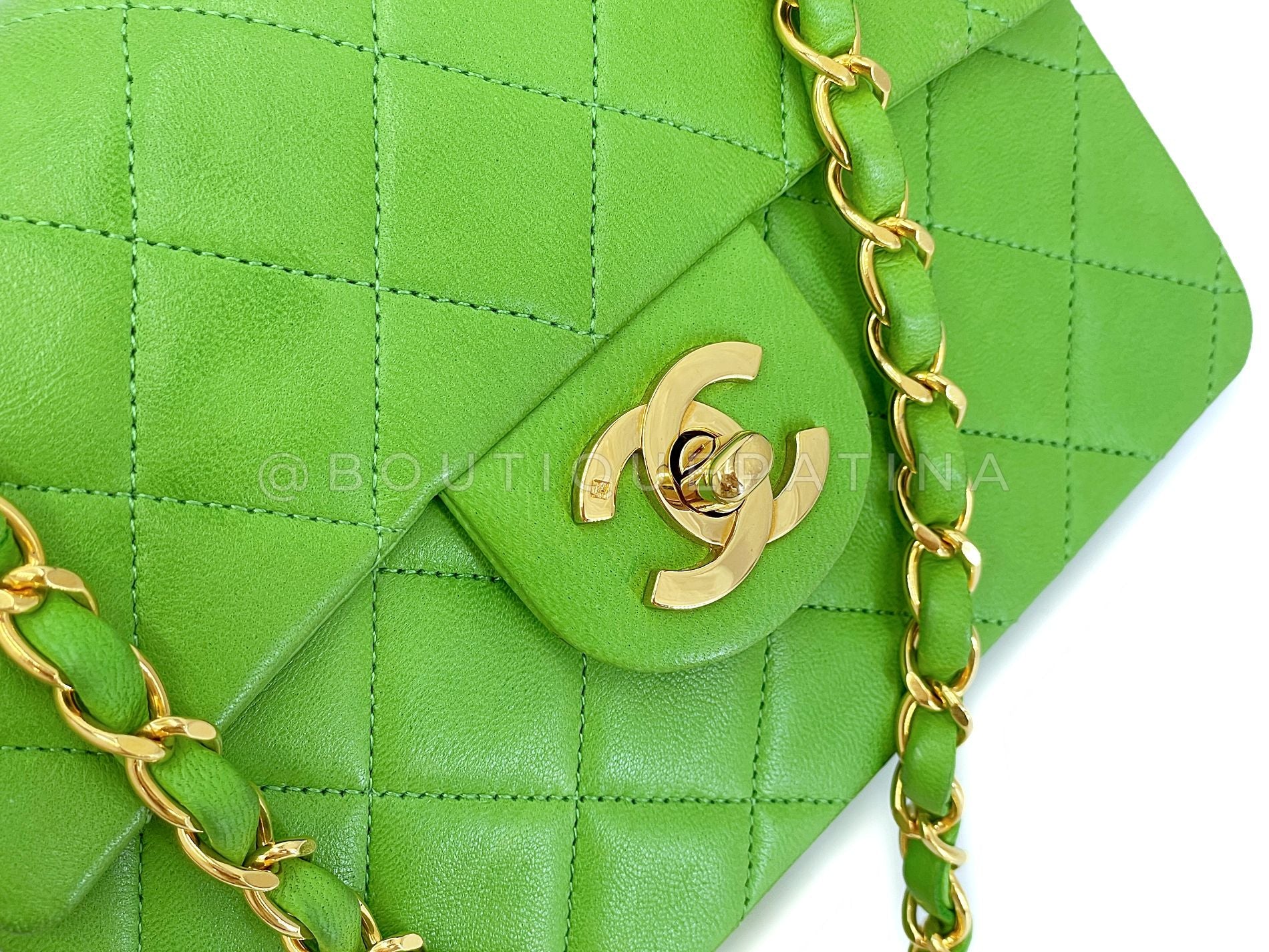 Chanel 1989 Vintage Apple Green Mini Square Flap Bag 24k GHW 7FD - Image 6