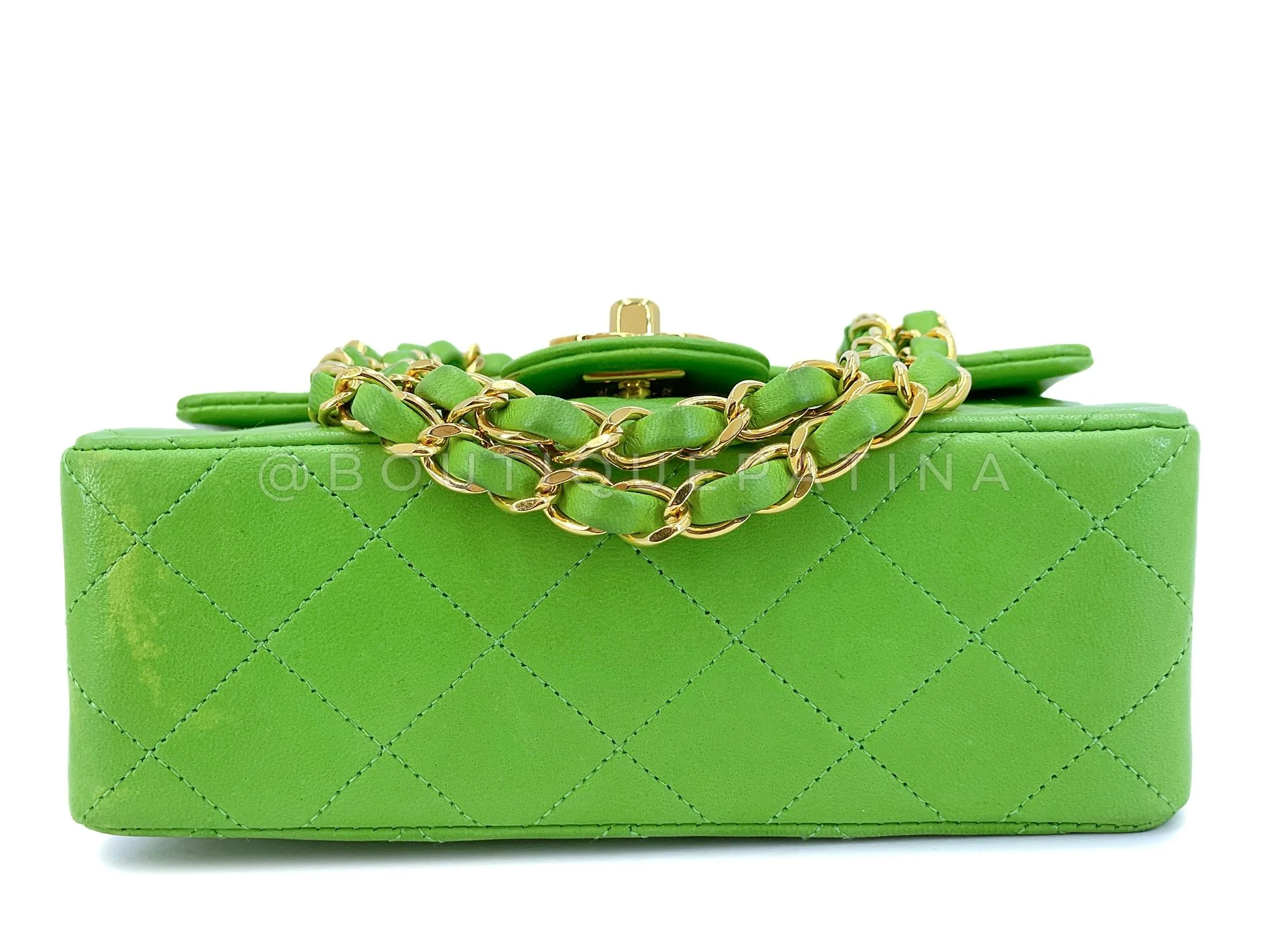 Chanel 1989 Vintage Apple Green Mini Square Flap Bag 24k GHW 7FD - Image 7