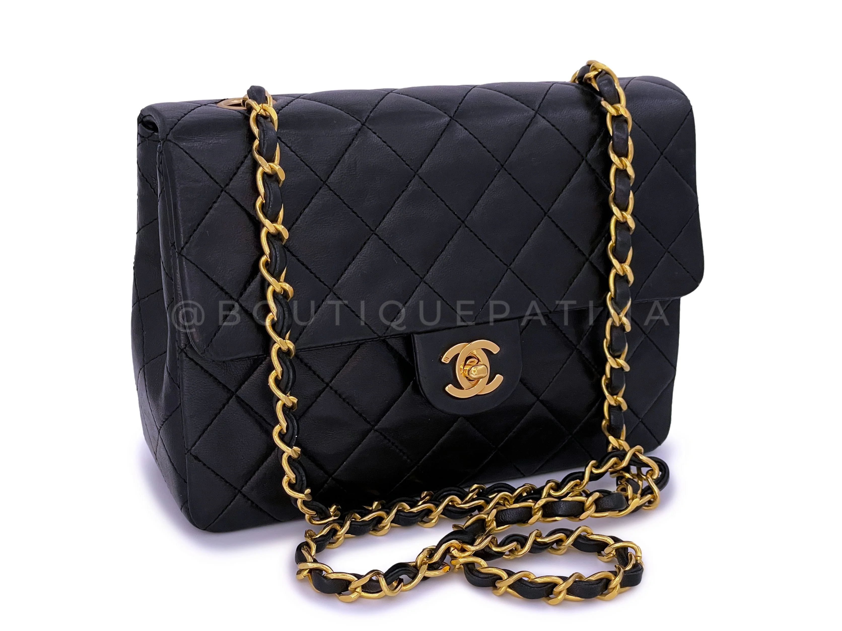 Chanel 1989 Vintage Black 20cm Classic Mini Flap Bag 24k GHW - Image 2