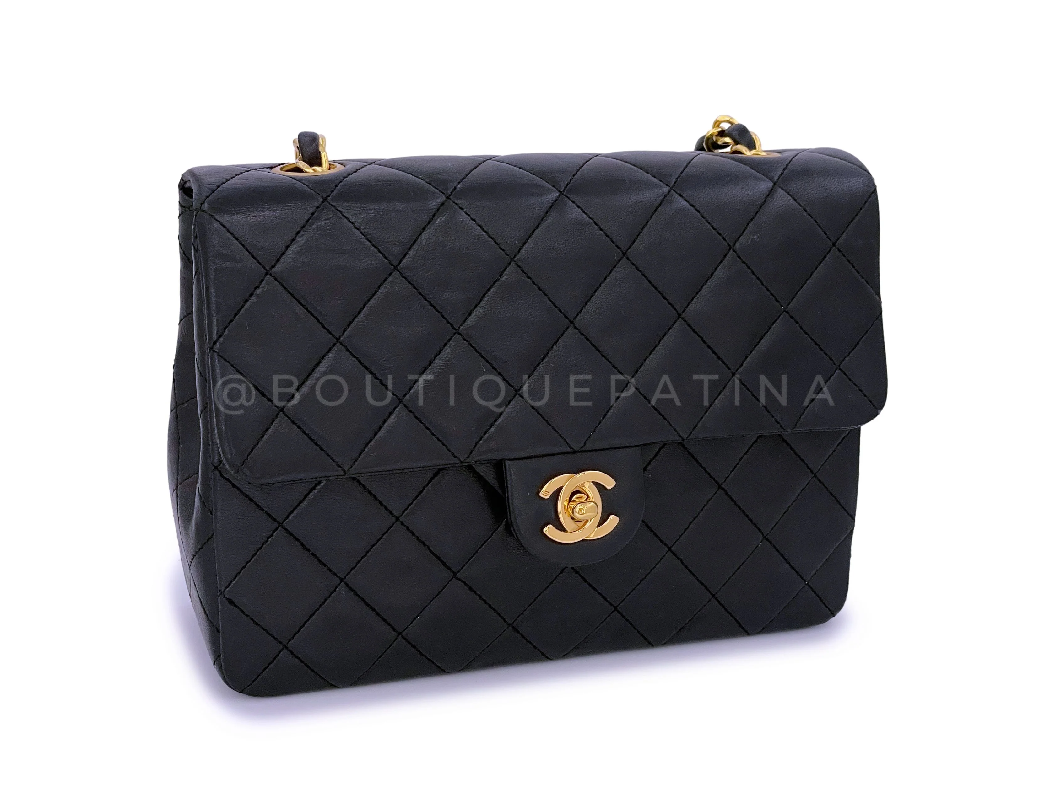 Chanel 1989 Vintage Black 20cm Classic Mini Flap Bag 24k GHW - Image 3
