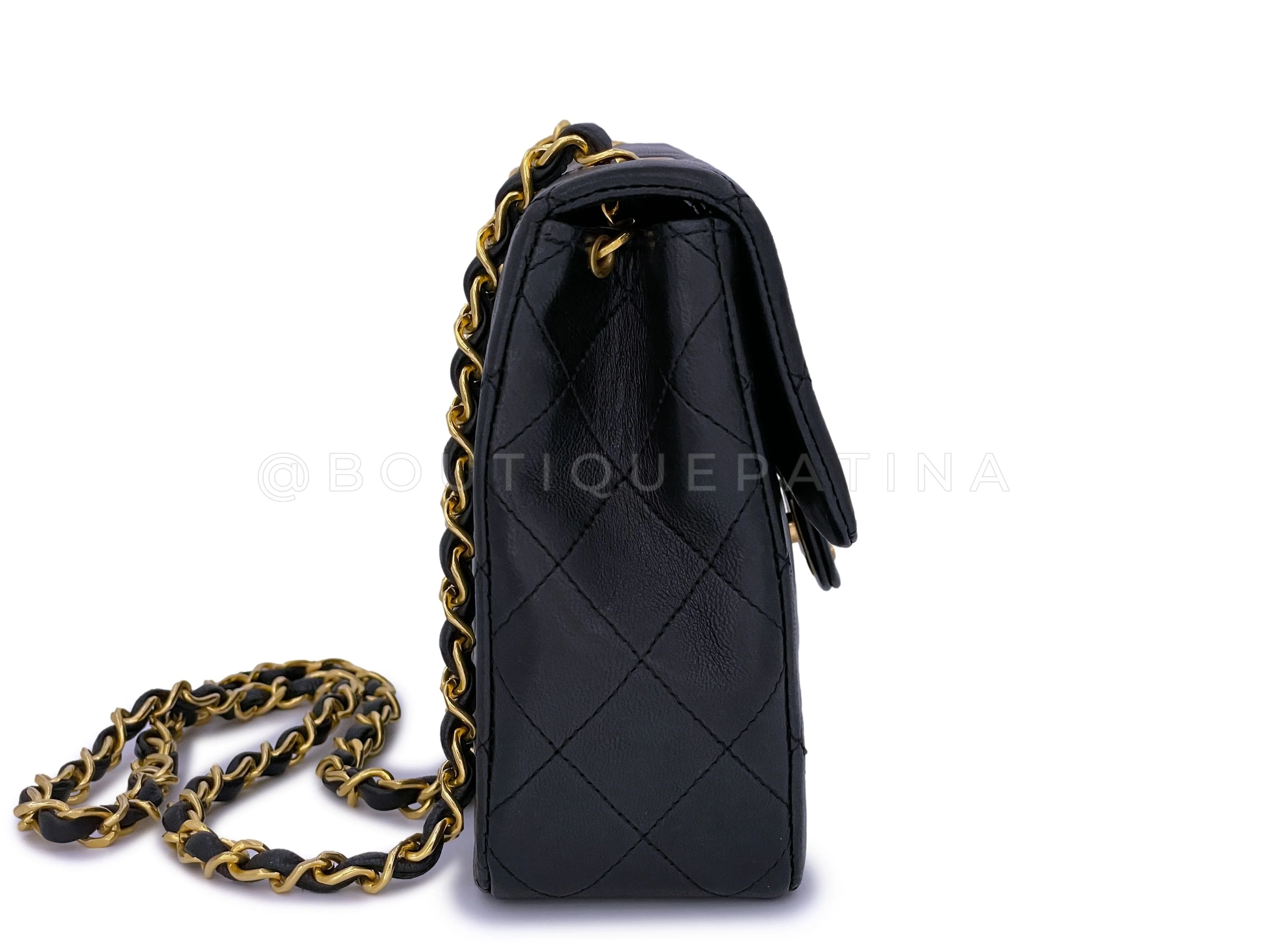 Chanel 1989 Vintage Black 20cm Classic Mini Flap Bag 24k GHW - Image 4