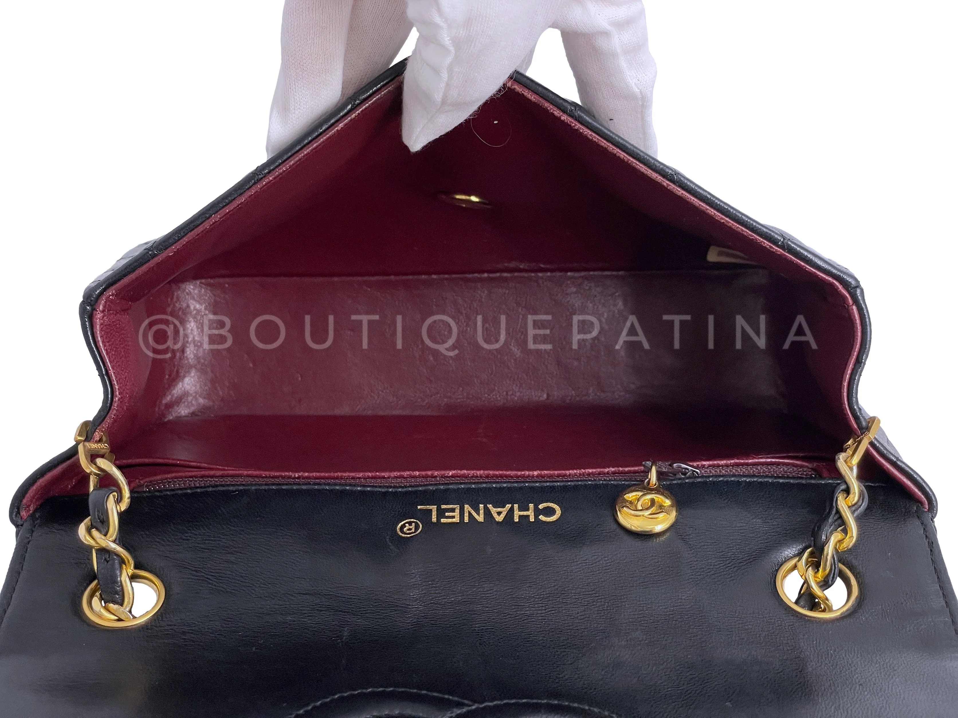 Chanel 1989 Vintage Black Curved Flap Bag 24k GHW Lambskin - Image 10