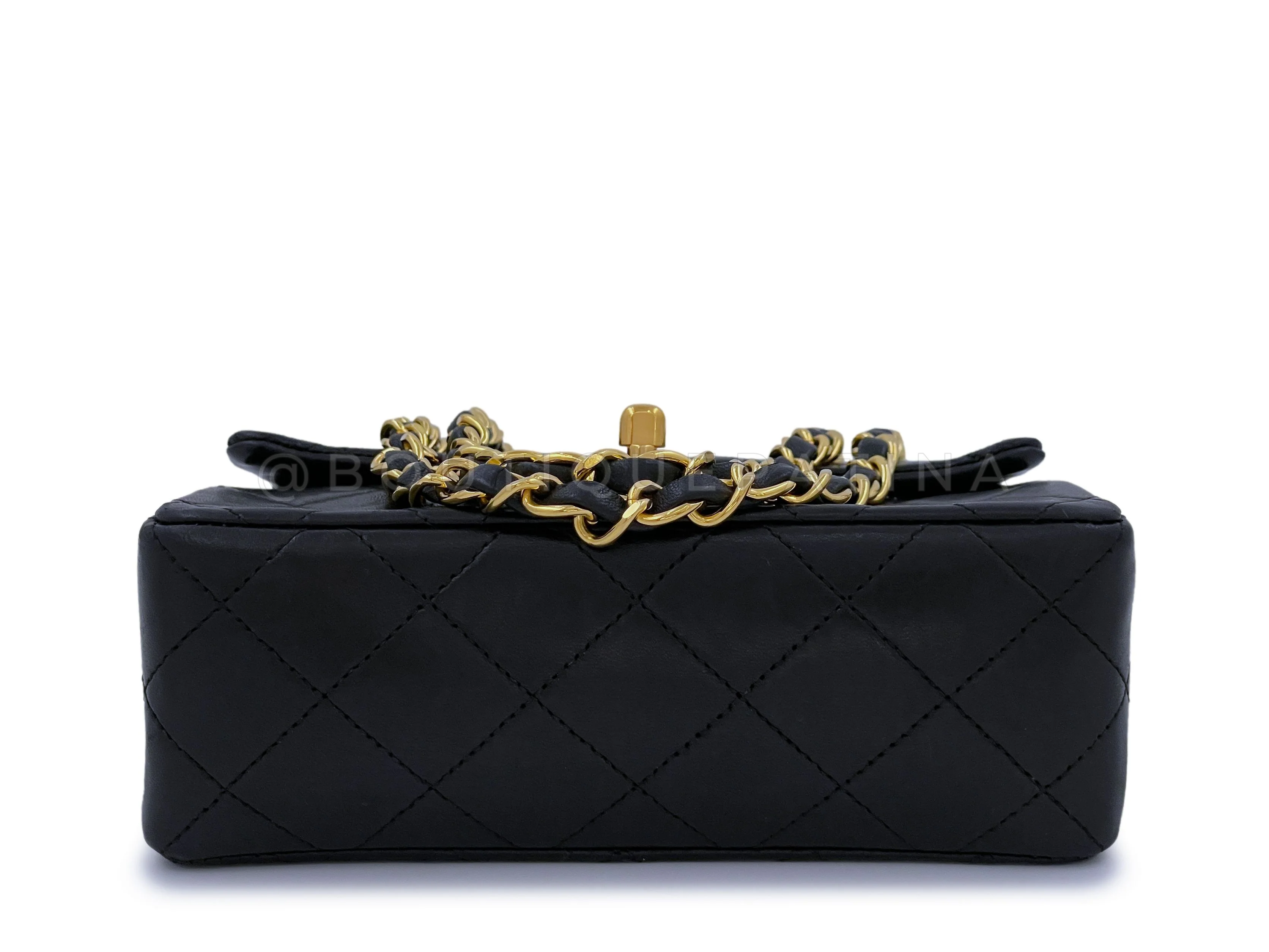 Chanel 1989 Vintage Black Square Mini Flap Bag 24k GHW Lambskin - Image 6