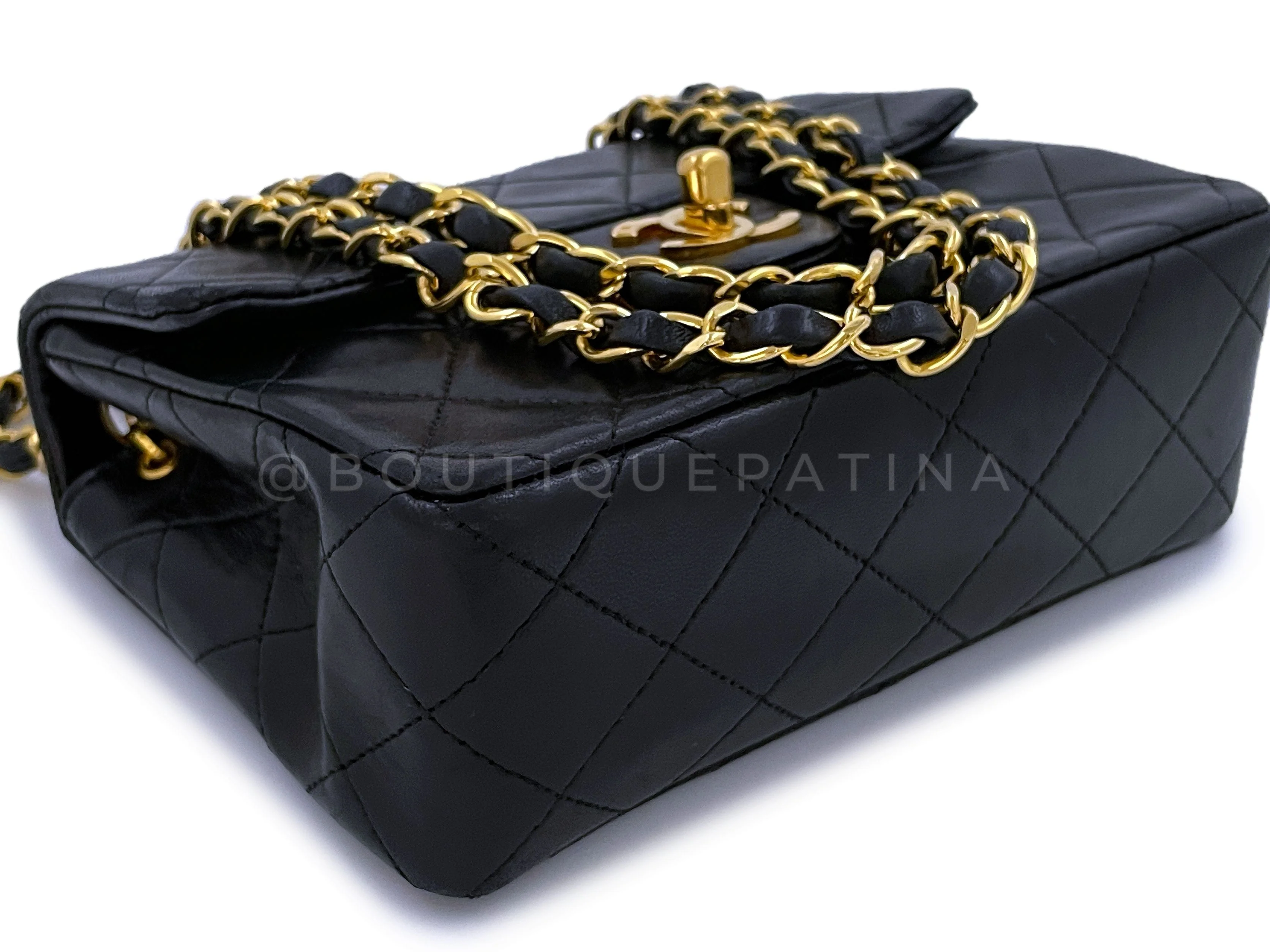 Chanel 1989 Vintage Black Square Mini Flap Bag 24k GHW Lambskin - Image 7