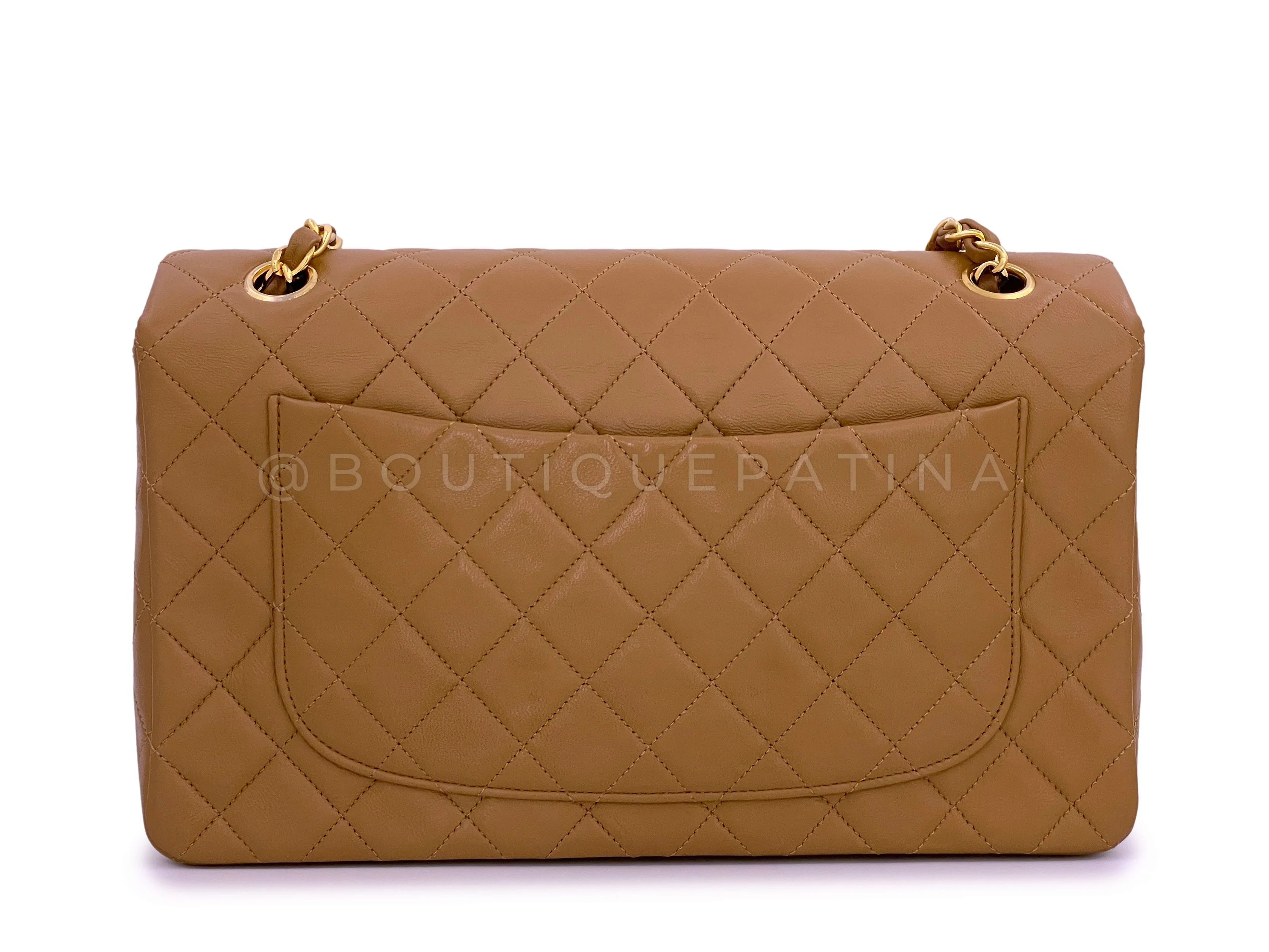 Chanel 1989 Vintage Camel Brown-Beige Classic Medium Flap Bag 24k GHW - Image 6